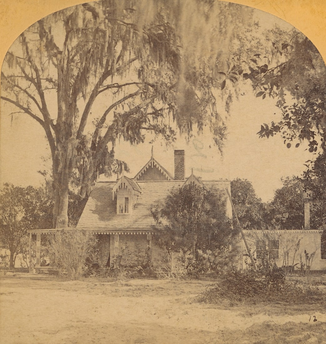 Antique Real Photo Stereoview Photo Mandarin, FL: The provenance of this item is the forgotten (for many years) inventories of Artelisted. The stereoviews constitute wonderful testimonies of past time that tend to be unique. They were highly selected