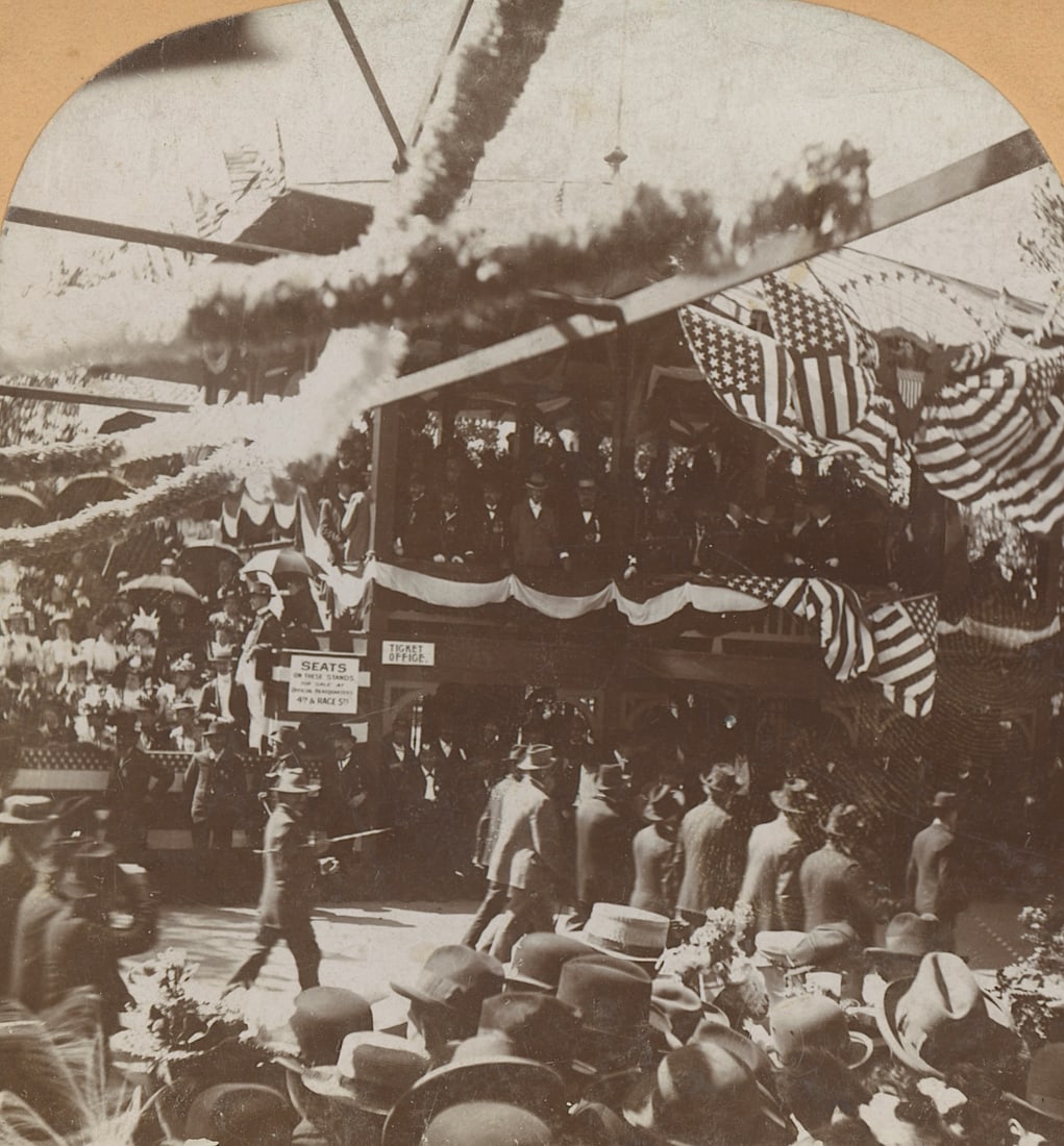 Antique Real Photo Stereoview Photo Heroes Grand Stand (1 of 3)