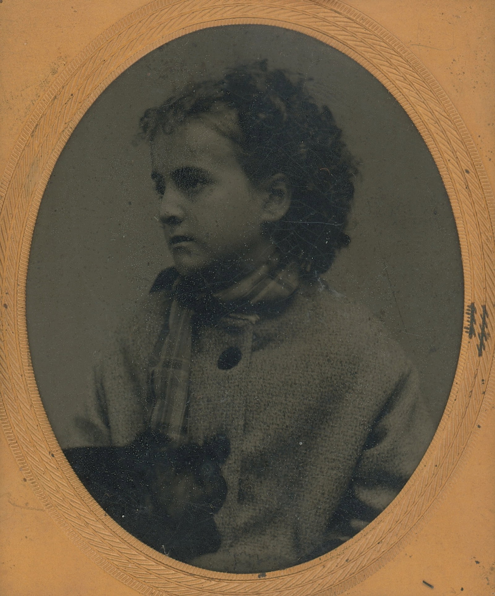 Antique 19th C. Tintype Portrait Girl with Dog: This photograph was part of the estate of a deceased collector in GA. This collection includes a very interesting group of tintypes, daguerrotypes and CDVs mainly from the American Civil War Era. The 