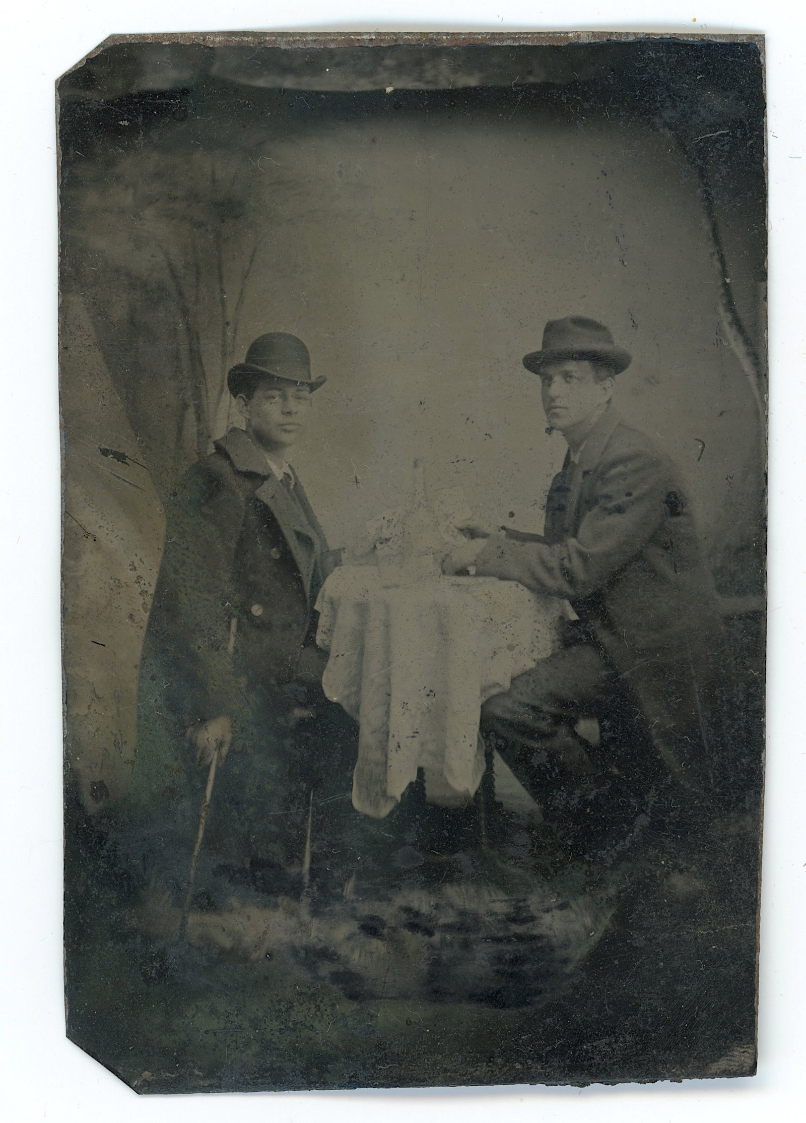 Vintage Early 20th C. Tintype with Card Players (1 of 2)