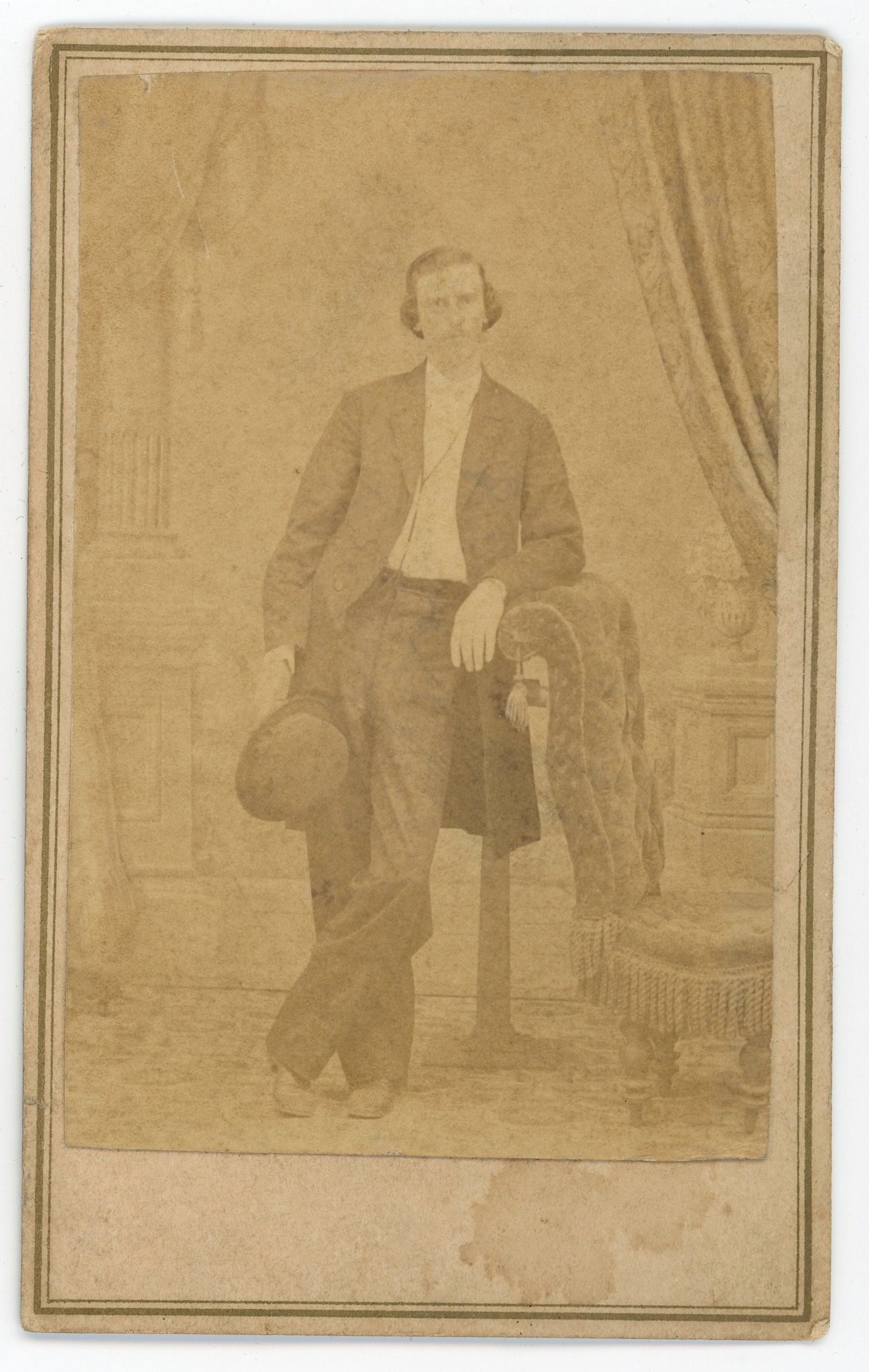 Antique Civil War Era CDV - MAN WITH HAT (1 of 2)