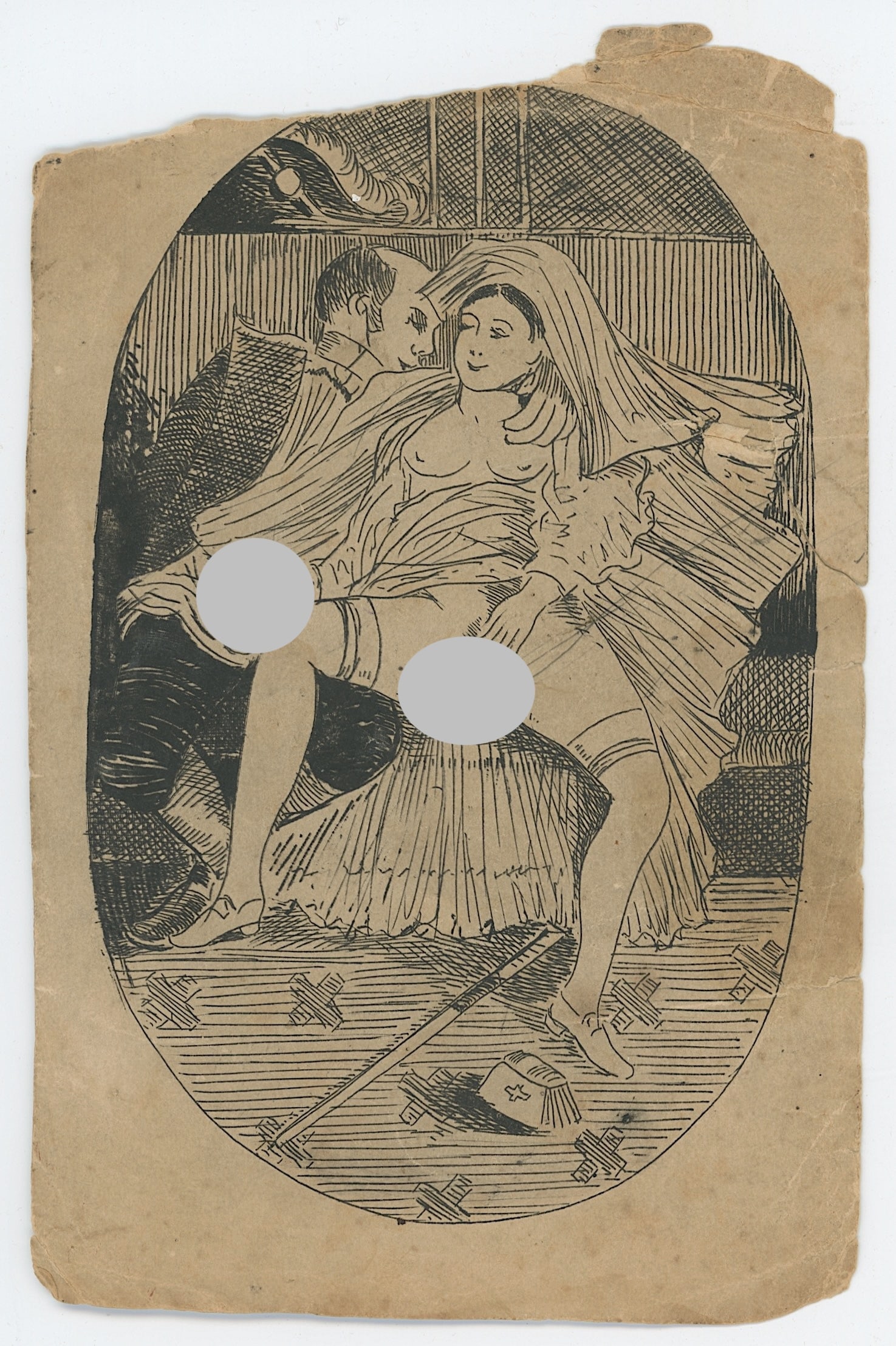 Vintage Ephemera Collectible Opp! - EROTIC ILLUSTRATION: The provenance of this lot is from the inventories of Artelisted. The dimensions are Approx. 4.5" x 3.75". THIS IS A RESERVE AUCTION, and the final price will include a Buyer?s Premium. Please, view o