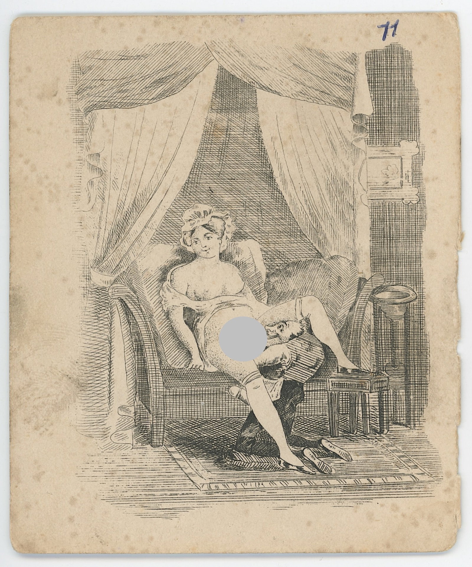 Vintage Ephemera Collectible Opp! - EROTIC ILLUSTRATION: The provenance of this lot is from the inventories of Artelisted. The dimensions are Approx. 4.5" x 3.75". THIS IS A RESERVE AUCTION, and the final price will include a Buyer?s Premium. Please, view o