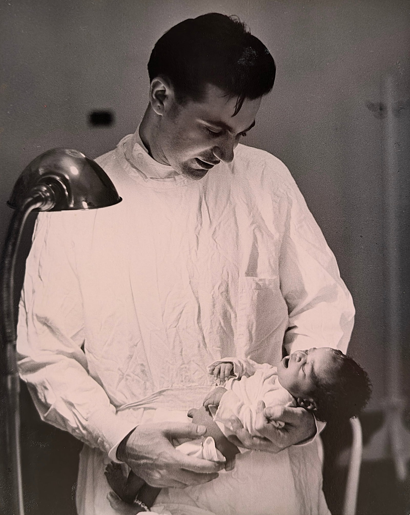 HERB FLATOW Vintage Photograph in N.Y. Hospital: This is an original gelatin photograph on card by the artist (probably for exhibition purposes). The dimensions are Approx. 13" x 10.50". Herb Flatow (1915-1999) was a New York freelance photographer 