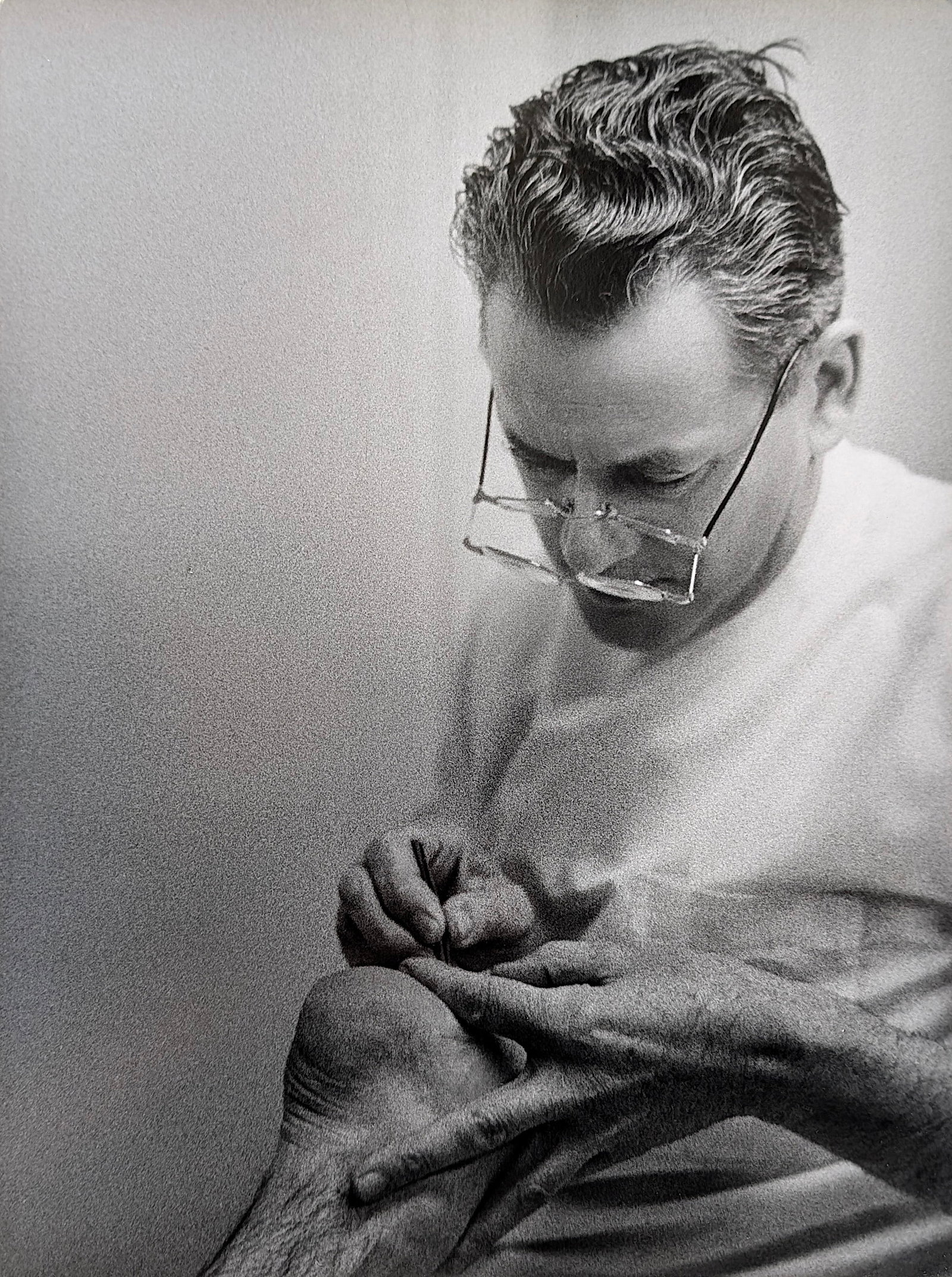 HERB FLATOW Vintage Photograph in N.Y. Hospital: This is an original gelatin photograph on card by the artist (probably for exhibition purposes). The dimensions are Approx. 13" x 10.50". Herb Flatow (1915-1999) was a New York freelance photographer 