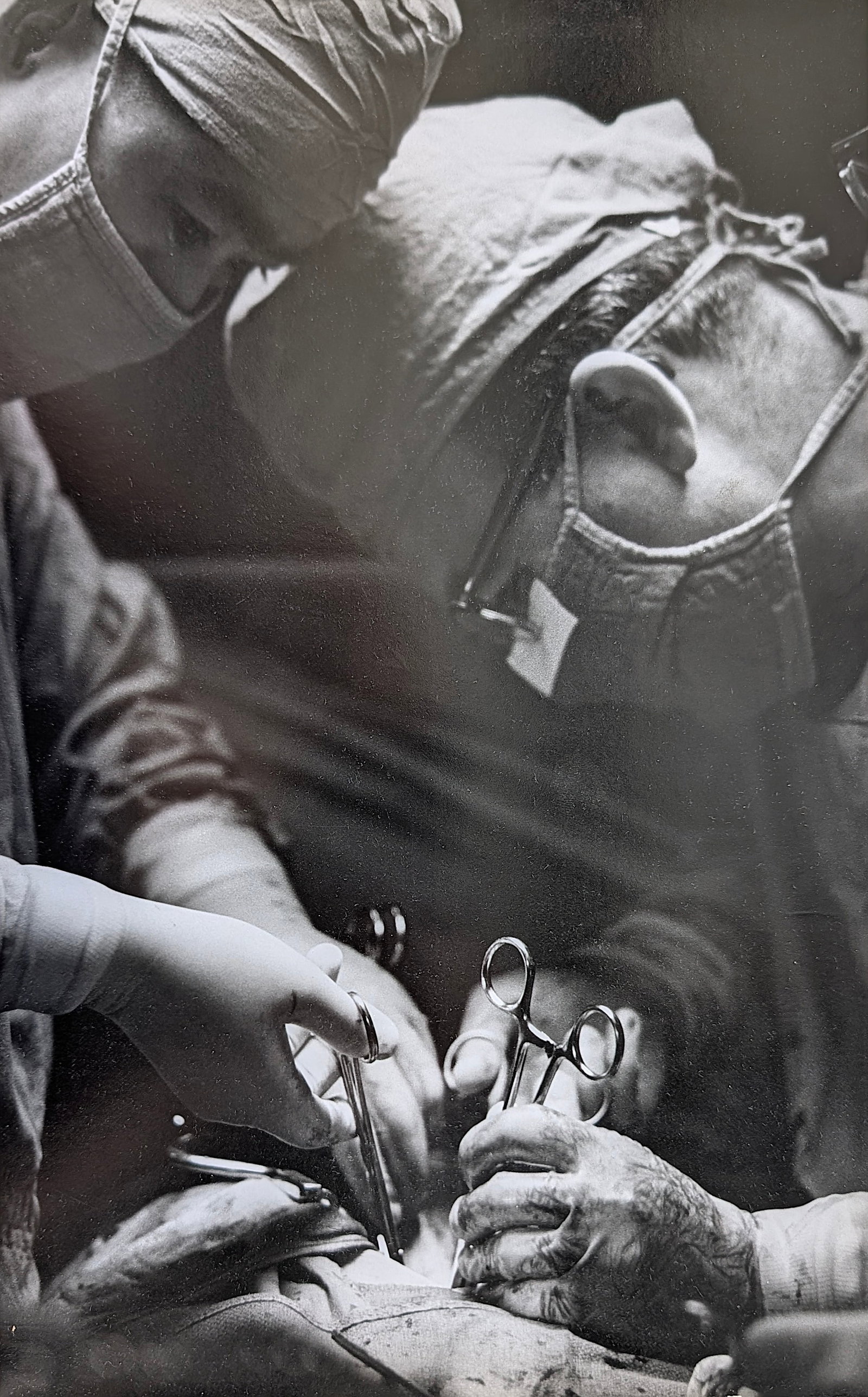 HERB FLATOW Vintage Photograph in N.Y. Hospital: This is an original gelatin photograph on card by the artist (probably for exhibition purposes). The dimensions are Approx. 14" x 8.75". Herb Flatow (1915-1999) was a New York freelance photographer w