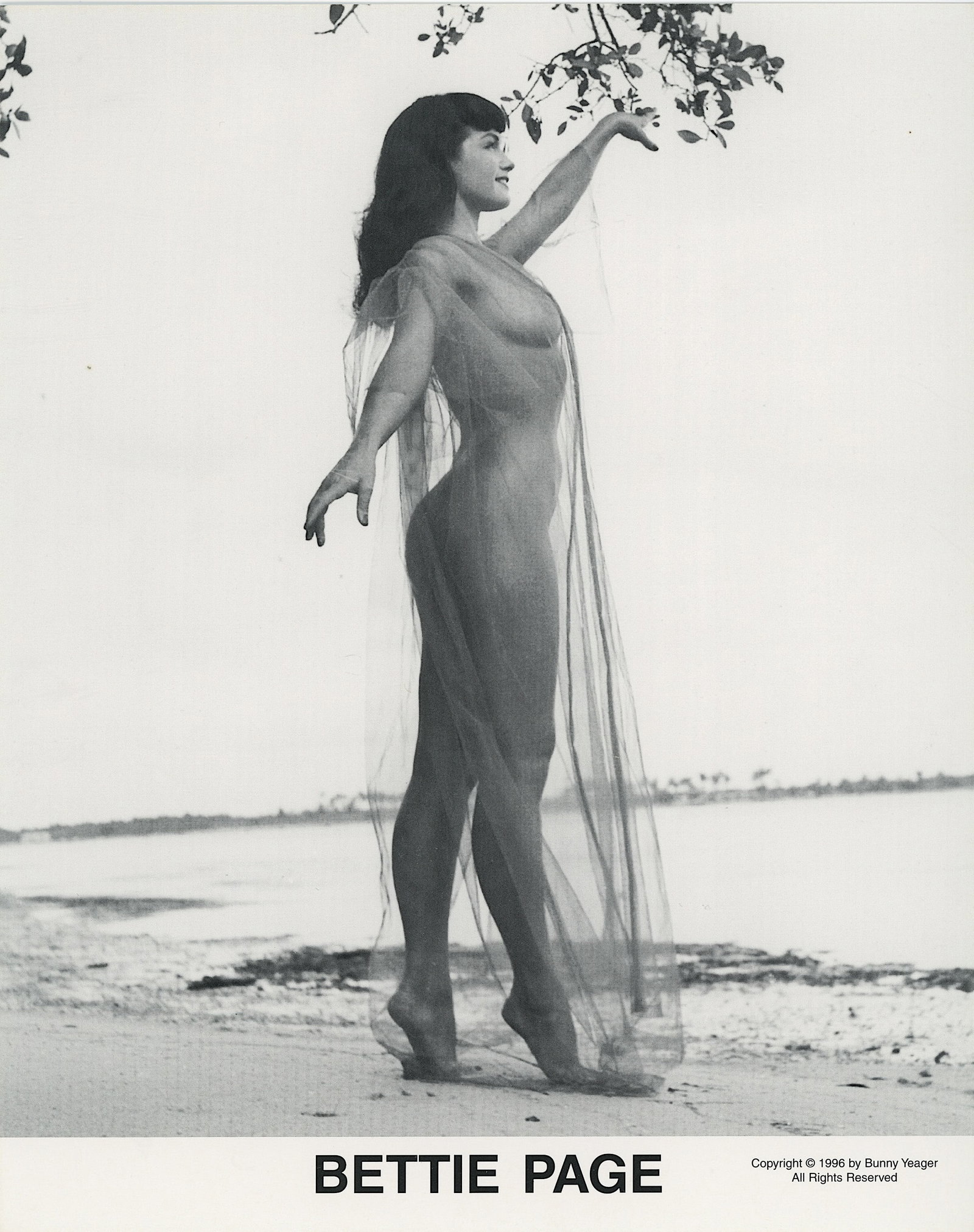 BUNNY YEAGER Vintage Pin Up Litho of BETTIE PAGE: This lot is consigned by a collector in RI. The provenance is from Bunny Yeager's estate/archives. Linnea Eleanor "Bunny" Yeager (March 13, 1929 - May 24, 2014) was an American photographer and pin-up