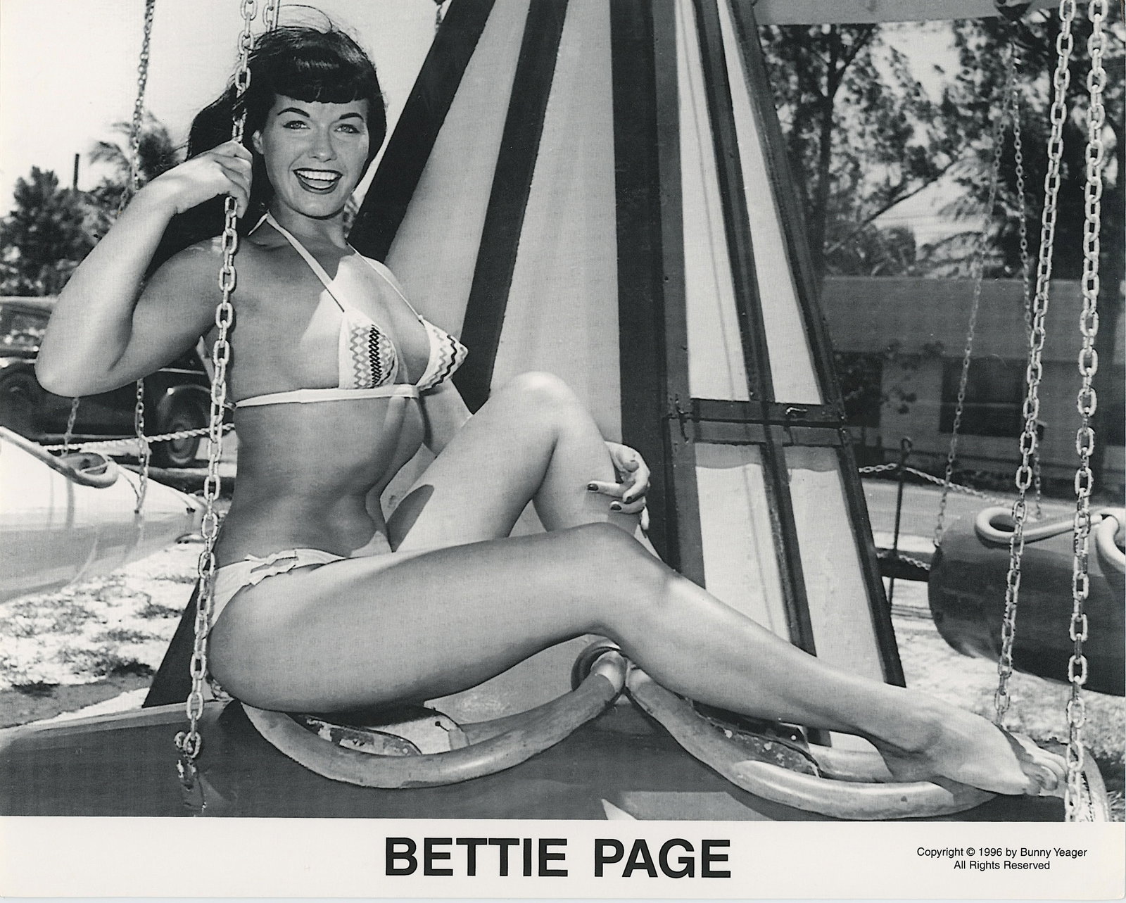 BUNNY YEAGER Vintage Pin Up Litho of BETTIE PAGE: This lot is consigned by a collector in RI. The provenance is from Bunny Yeager's estate/archives. Linnea Eleanor "Bunny" Yeager (March 13, 1929 - May 24, 2014) was an American photographer and pin-up