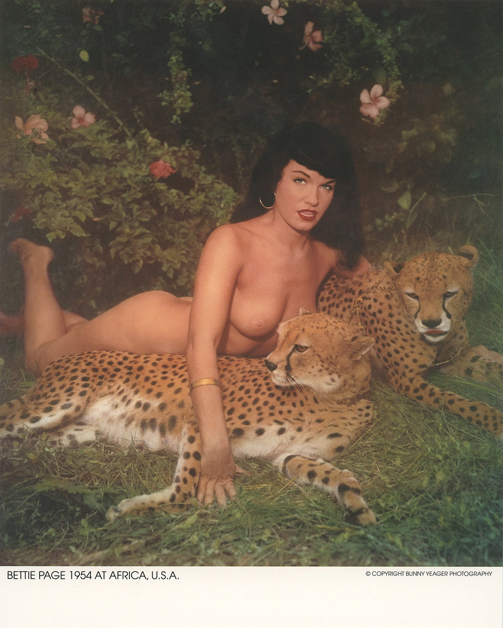 BUNNY YEAGER Vintage Pin Up Litho of BETTIE PAGE: This lot is consigned by a collector in RI. The provenance is from Bunny Yeager's estate/archives. Linnea Eleanor "Bunny" Yeager (March 13, 1929 - May 24, 2014) was an American photographer and pin-up