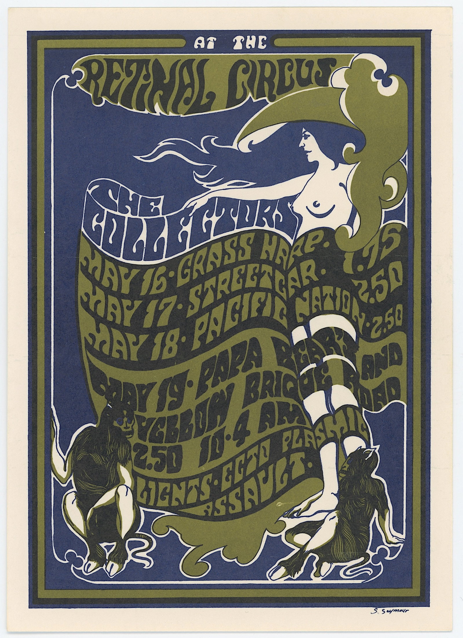 Vintage 1968 Handbill by Steve Seymour: The provenance of this item is from the estate of a quality fine collector in Oakland, CA. Vintage Original ephemera with dimensions Approx. 7" x 5". THIS IS A RESERVE AUCTION, and the final price wil