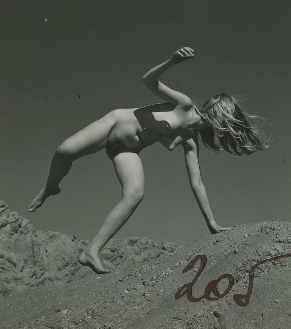 ANDR? DE DIENES Vintage Photo 1950s-1960s Nude Study: The provenance of this photo is from the archives of notable photographer Andr? de Dienes. The dimensions are Approx. 2" x 2.25" (variances can occur). This black and white gelatin photo was printed i