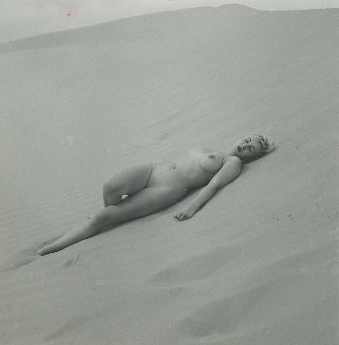 ANDR? DE DIENES Vintage Photo 1950s-1960s Nude Study: The provenance of this photo is from the archives of notable photographer Andr? de Dienes. The dimensions are Approx. 2" x 2.25" (variances can occur). This black and white gelatin photo was printed i