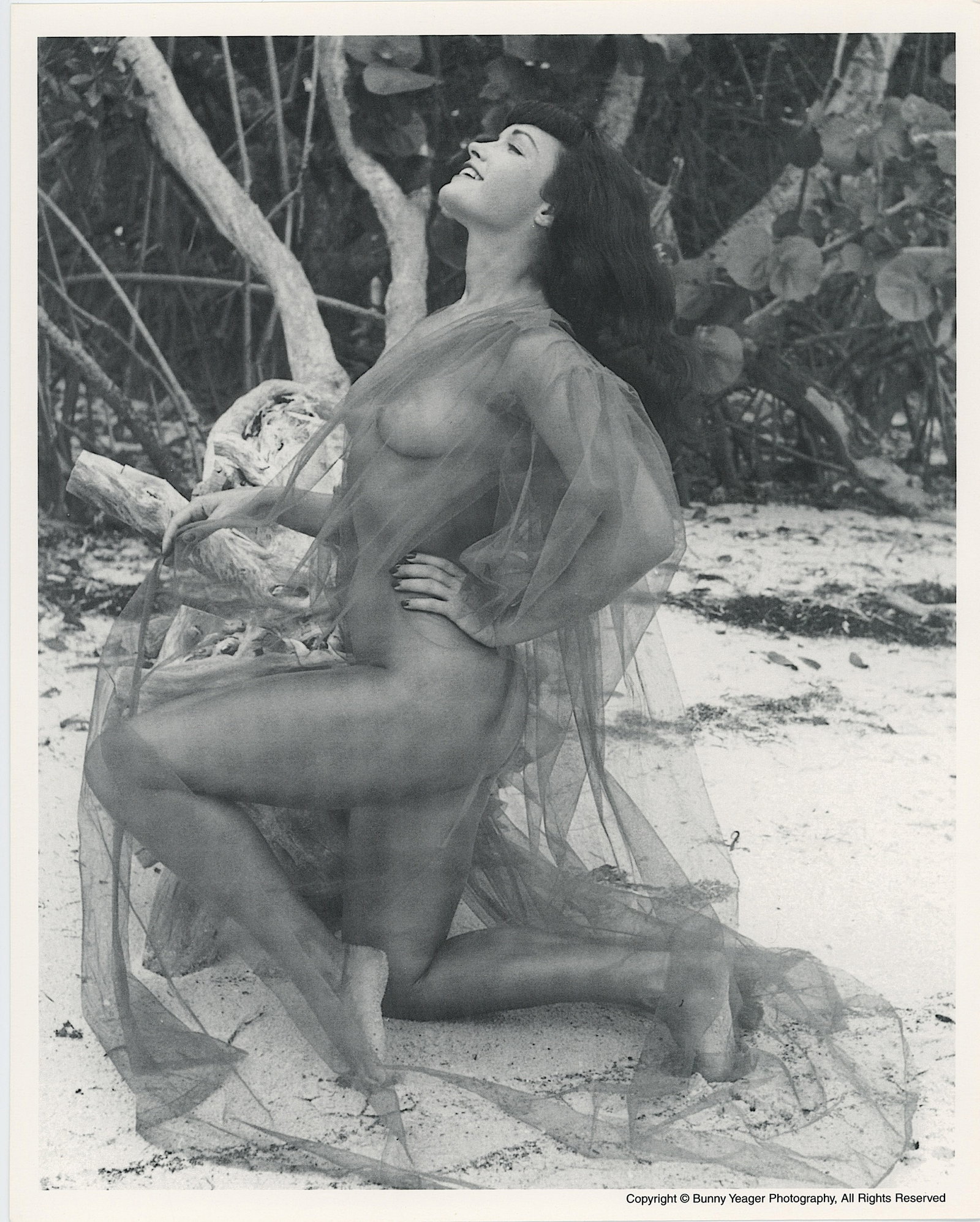BUNNY YEAGER Vintage Pin Up Litho of BETTIE PAGE: This lot is consigned by a collector in RI. The provenance is from Bunny Yeager's estate/archives. Linnea Eleanor "Bunny" Yeager (March 13, 1929 - May 24, 2014) was an American photographer and pin-up