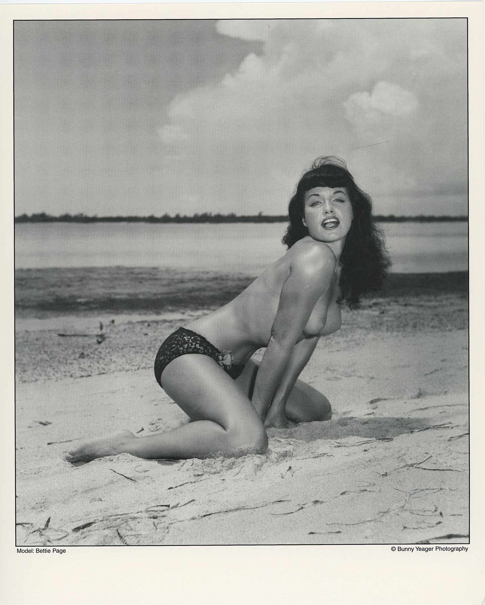 BUNNY YEAGER Vintage Pin Up Litho of BETTIE PAGE: This lot is consigned by a collector in RI. The provenance is from Bunny Yeager's estate/archives. Linnea Eleanor "Bunny" Yeager (March 13, 1929 - May 24, 2014) was an American photographer and pin-up