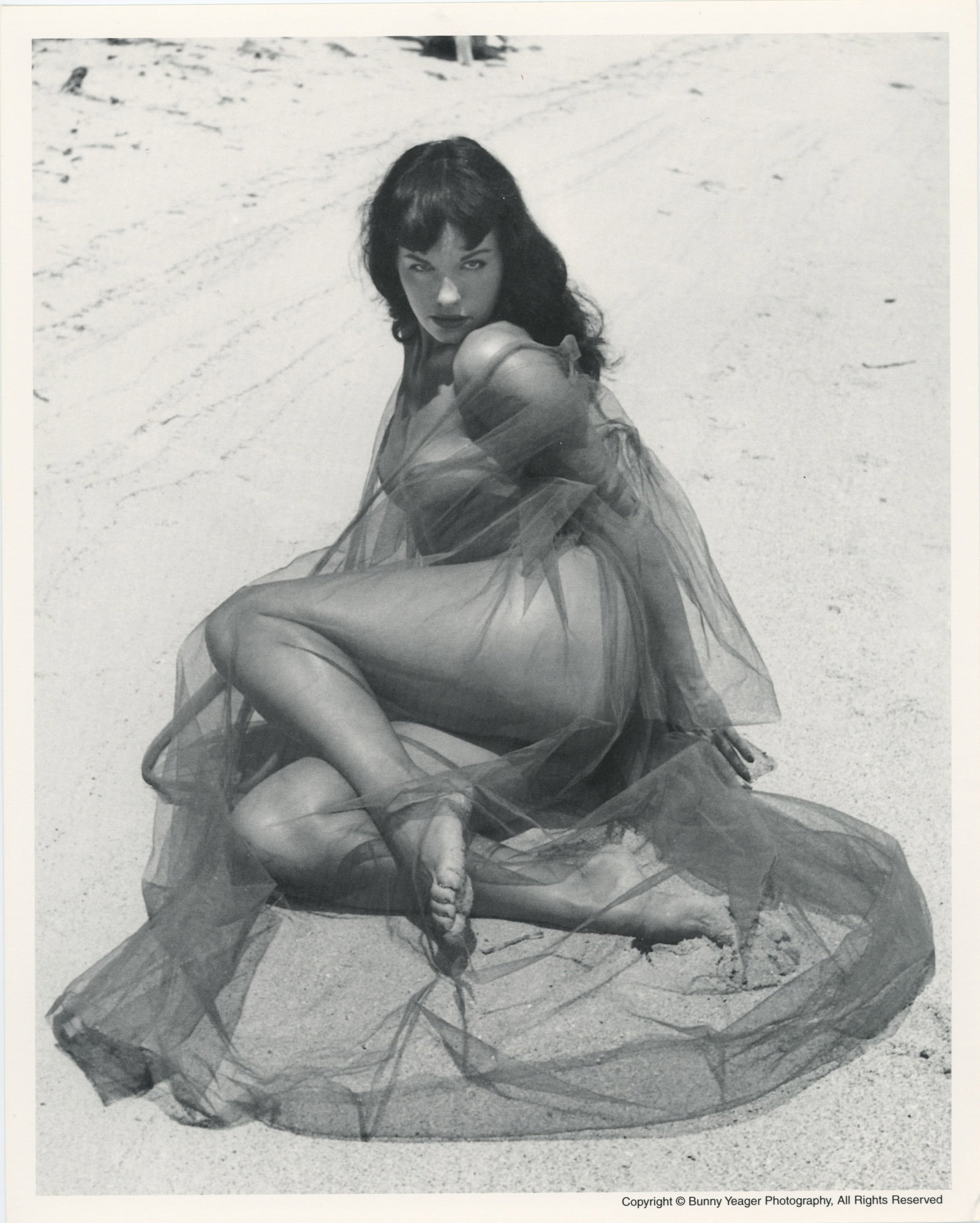 BUNNY YEAGER Vintage Pin Up Litho of BETTIE PAGE: This lot is consigned by a collector in RI. The provenance is from Bunny Yeager's estate/archives. Linnea Eleanor "Bunny" Yeager (March 13, 1929 - May 24, 2014) was an American photographer and pin-up