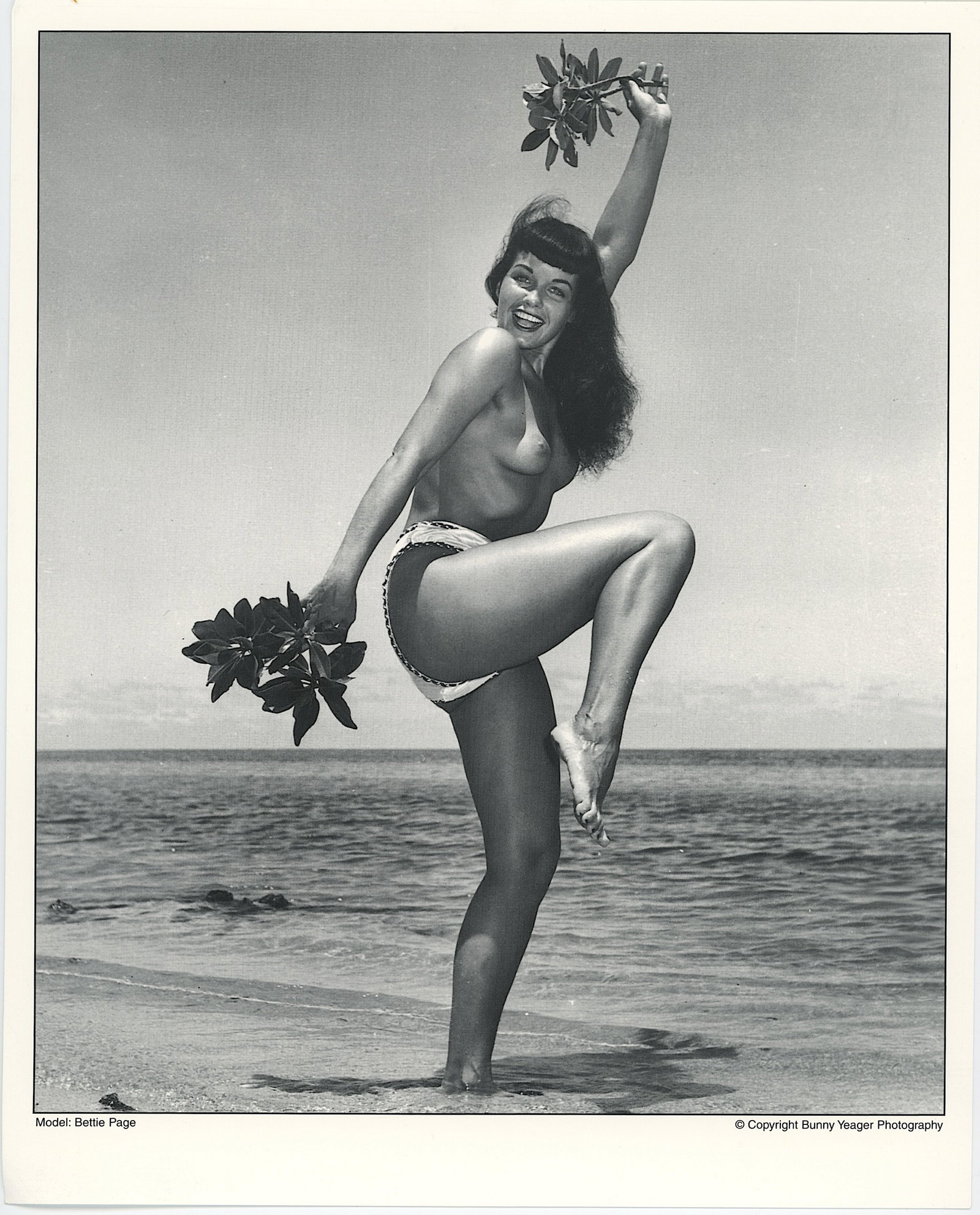 BUNNY YEAGER Vintage Pin Up Litho of BETTIE PAGE: This lot is consigned by a collector in RI. The provenance is from Bunny Yeager's estate/archives. Linnea Eleanor "Bunny" Yeager (March 13, 1929 - May 24, 2014) was an American photographer and pin-up