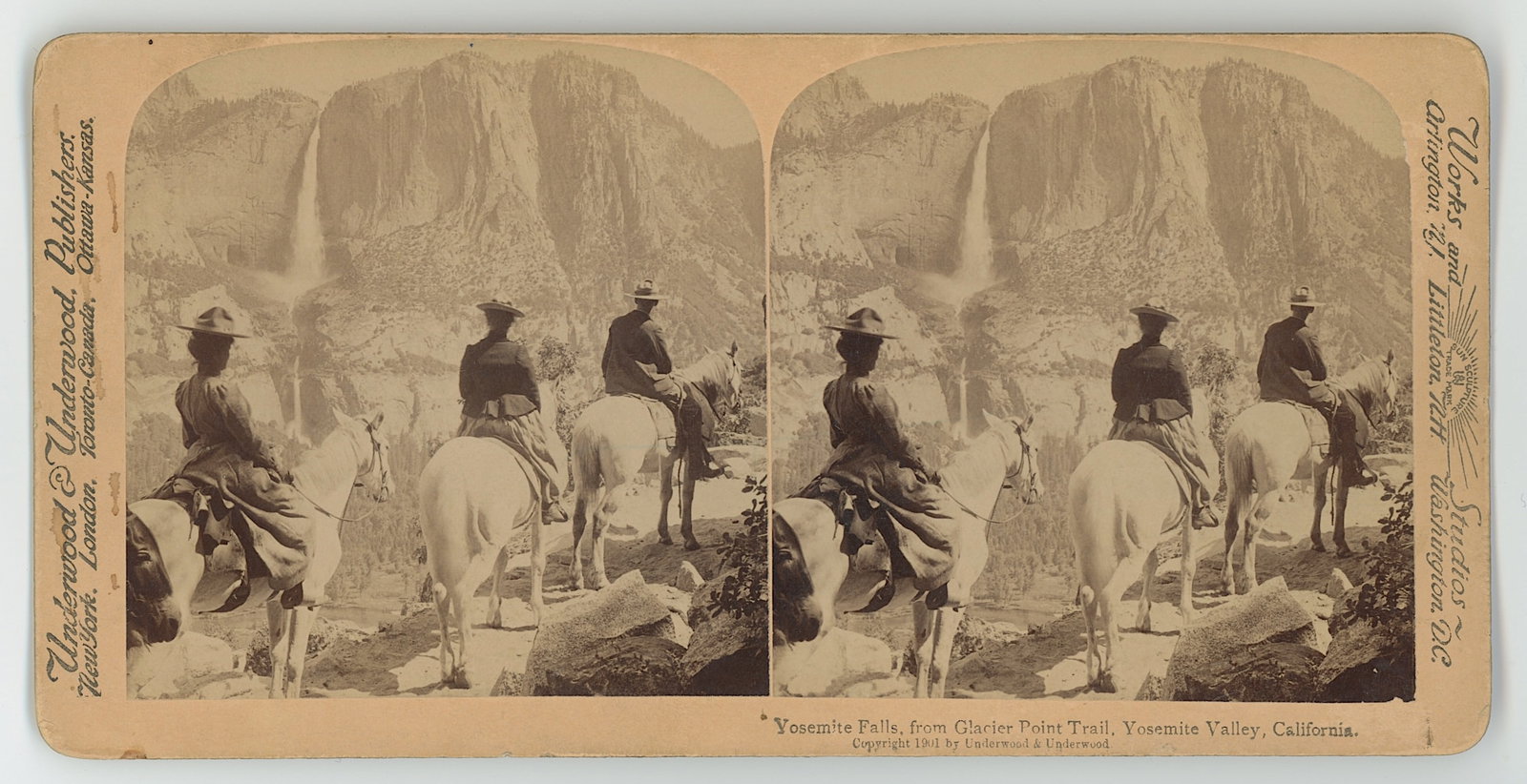 1901 Stereoview "Yosemite Falls, from Glacier Point Trail": The provenance of this item is from the inventories of Artelisted. We have included quality images to show it's actual condition. THIS IS A RESERVE AUCTION, and the final price will include a Buyer?s 