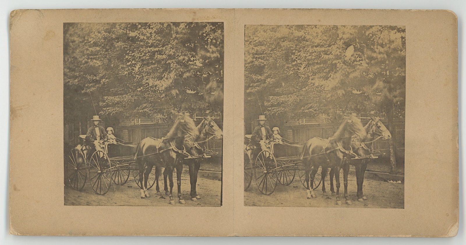 1860's Stereoview Photo Scarce Horse-Drawn Carriage (1 of 2)