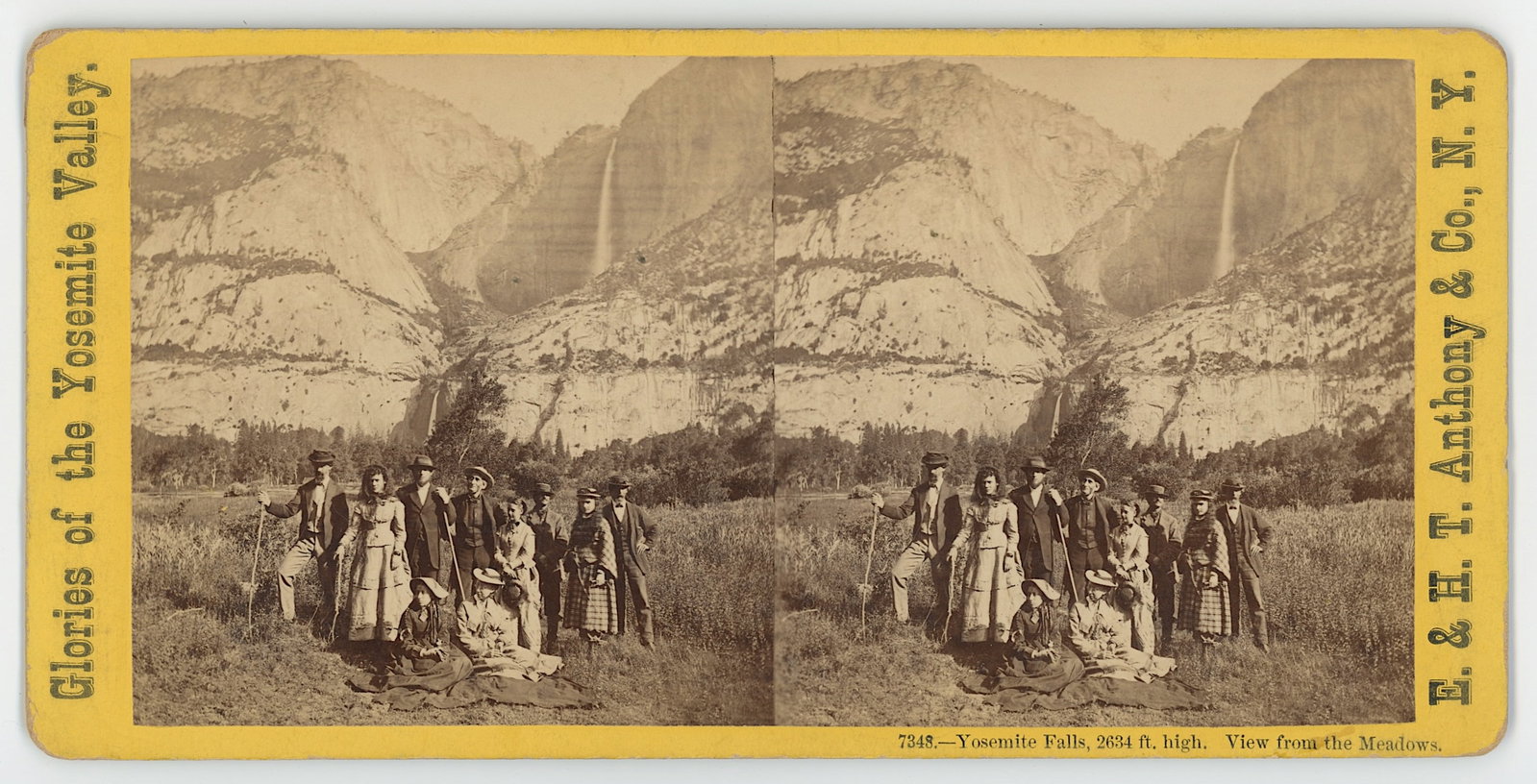 Stereoscopic "Yosemite Falls, 2634 ft. high. View Meadows