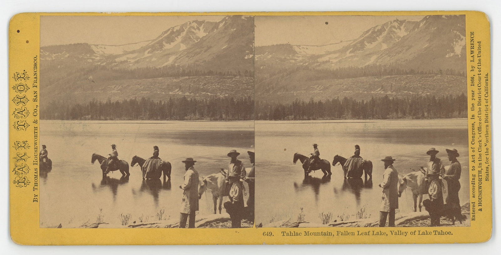 Stereoview "Tahlac Mountain, Fallen Leaf Lake,Tahoe": The provenance of this item is from the inventories of Artelisted. We have included quality images to show it's actual condition. THIS IS A RESERVE AUCTION, and the final price will include a Buyer?s 