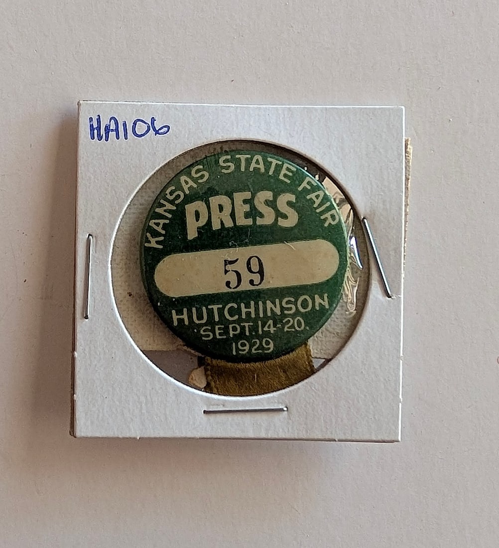 1929 Kansas State Fair "PRESS" Button Badge (1 of 2)