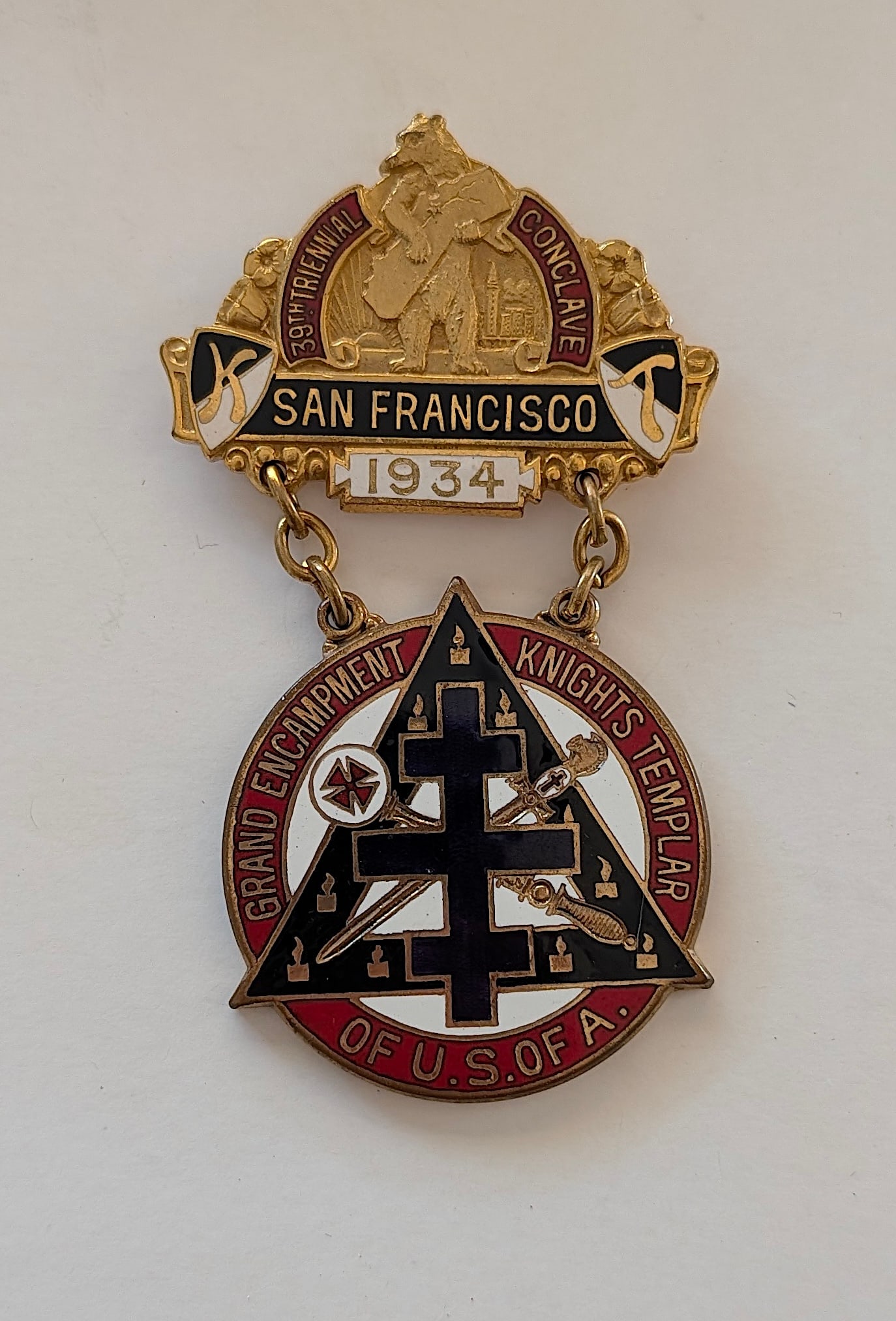 Ceremonial Medal Members of the Knights Templar Fraternal Order (1 of 4)