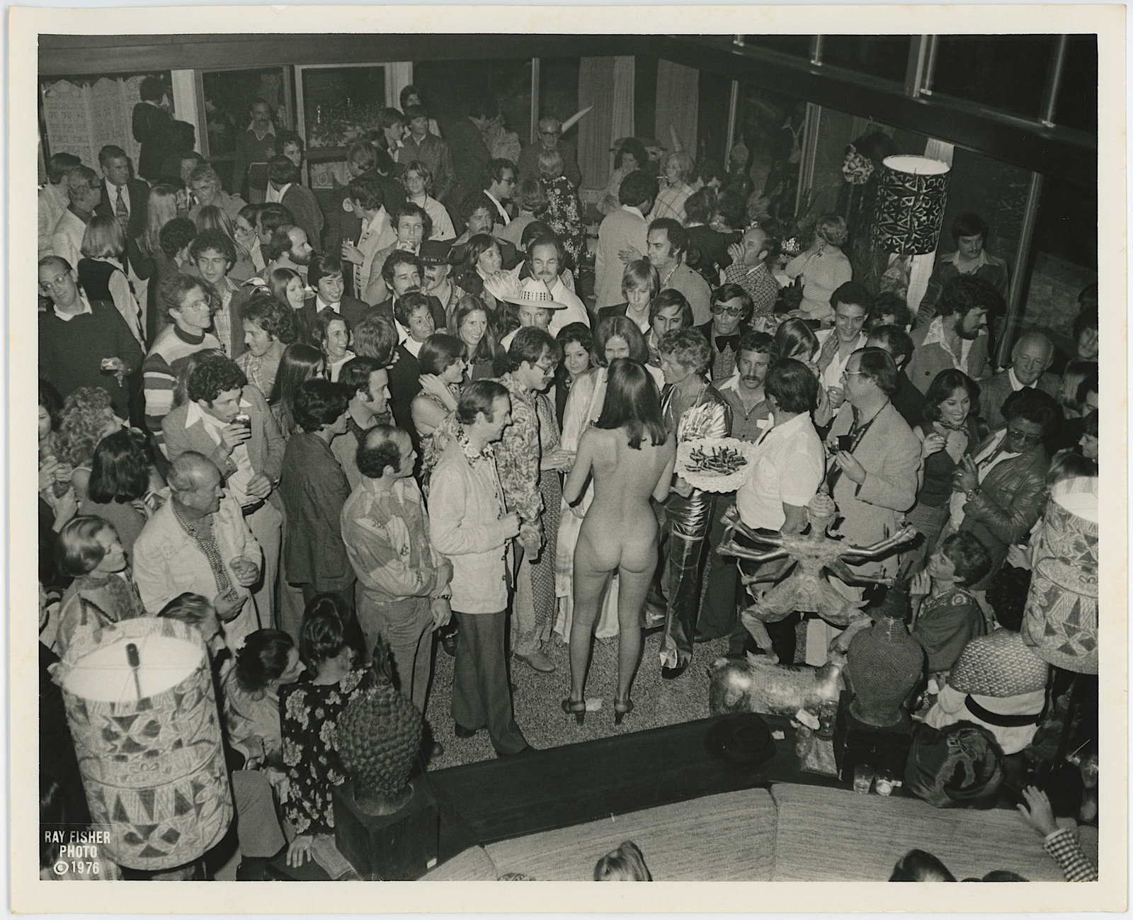 1973 Photo DERECK DANIELS PARTY in Miami by RAY FISHER: This photo is coming from the archives of Miami Photographer Ray Fisher. The dimensions are Approx. 10" x 8". Ray Fisher (b.1924) was born in Cleveland, Ohio but spent most of his childhood in New Yor
