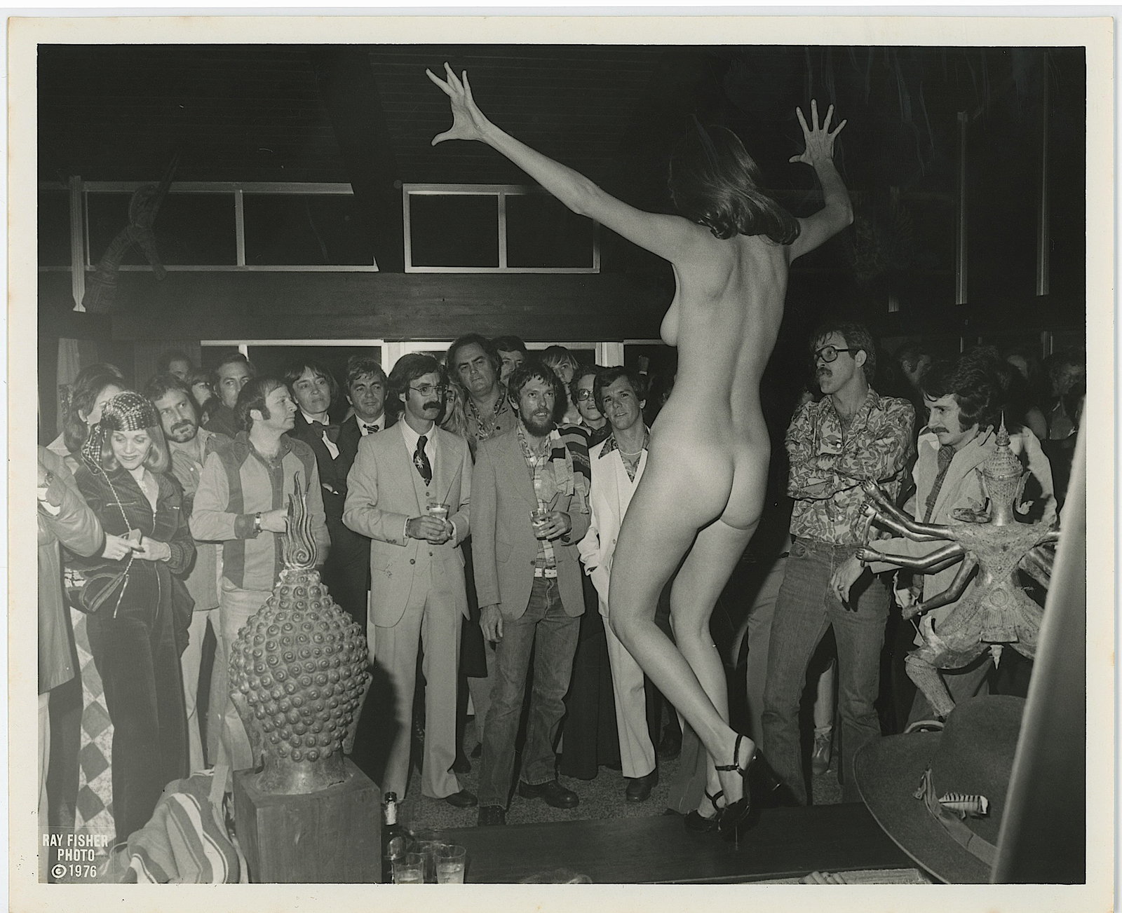 1973 Photo DERECK DANIELS PARTY in Miami by RAY FISHER: This photo is coming from the archives of Miami Photographer Ray Fisher. The dimensions are Approx. 10" x 8". Ray Fisher (b.1924) was born in Cleveland, Ohio but spent most of his childhood in New Yor