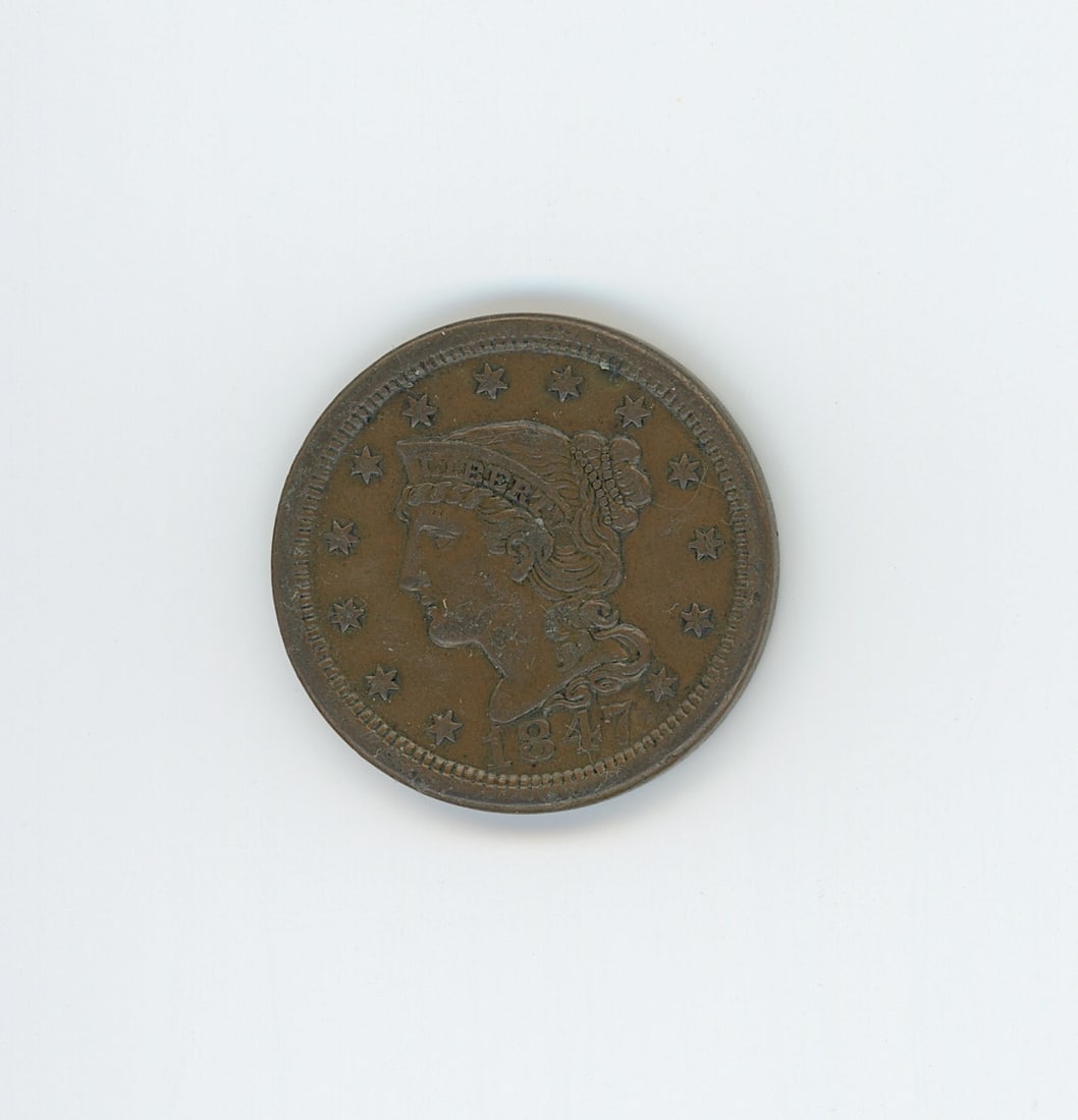 1847 Braided Hair Large Cent: The provenance of this item is from the inventories of Artelisted. We have included quality images to show it's actual condition. THIS IS A RESERVE AUCTION, and the final price will include a Buyer?s