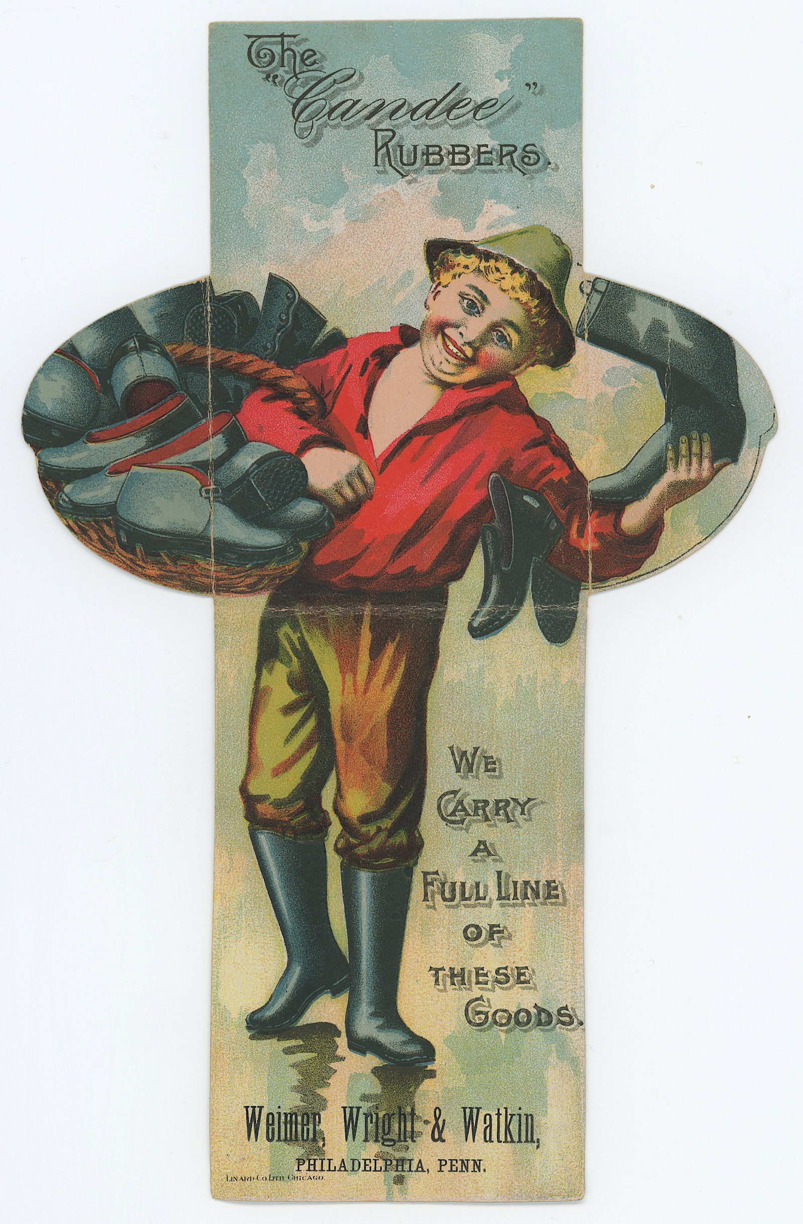Candee Rubbers Metaphoric Trade Card 1890s: The provenance of this item is from the inventories of Artelisted. We have included quality images to show it's actual condition. THIS IS A RESERVE AUCTION, and the final price will include a Buyer?s