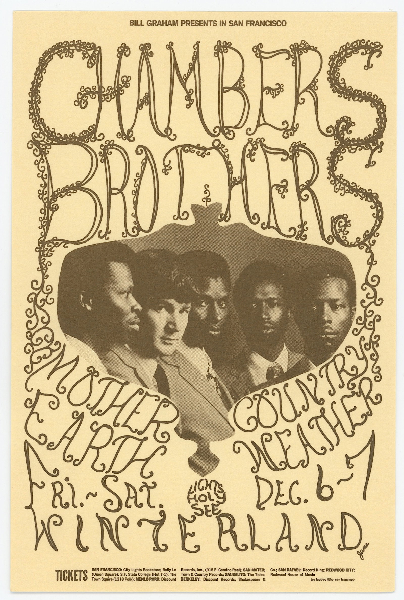 Country Weather Chambers Brothers Concert Handbil 1968: The provenance of this item is from the inventories of Artelisted. We have included quality images to show it's actual condition. THIS IS A RESERVE AUCTION, and the final price will include a Buyer?s