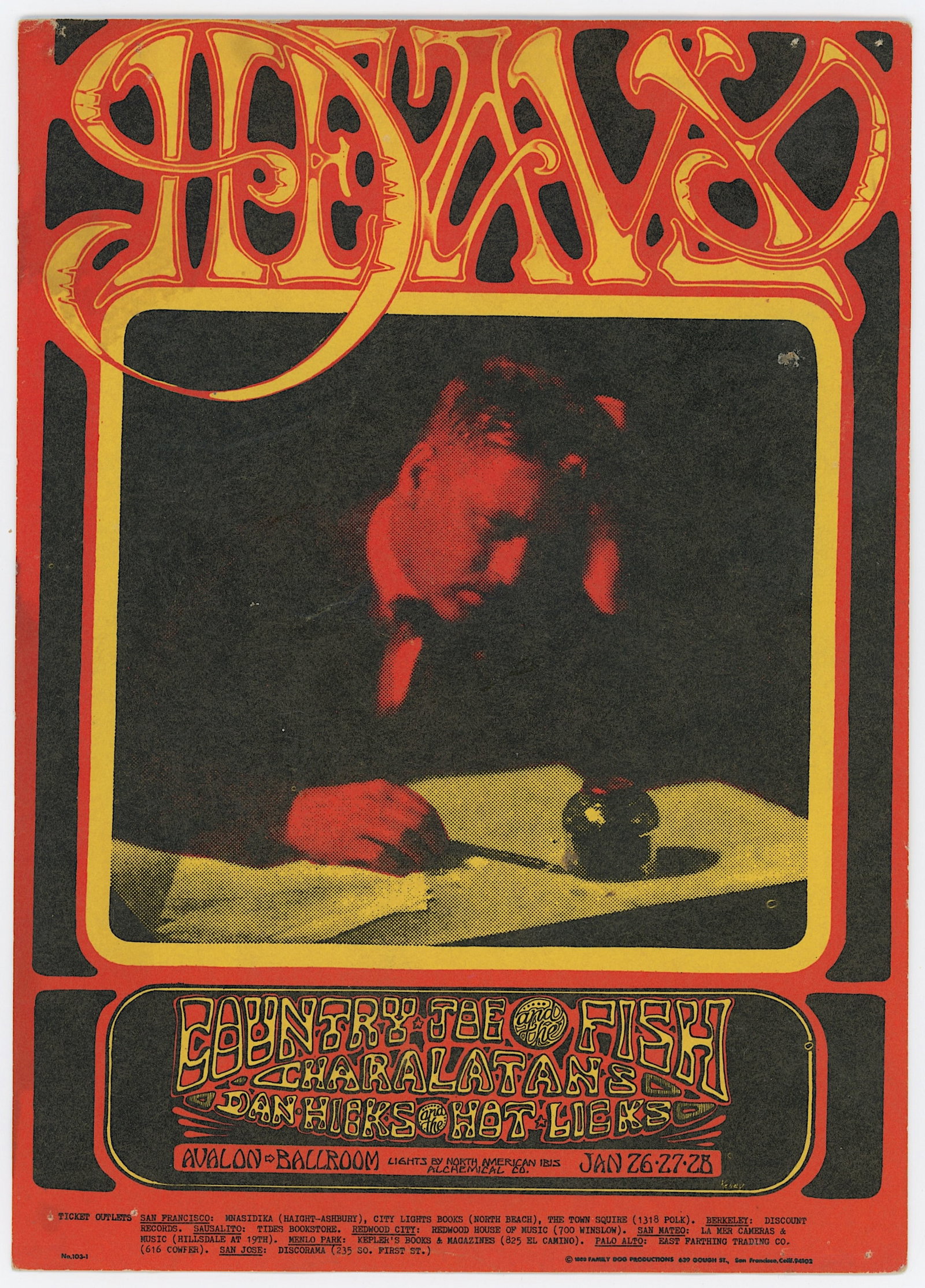 Charlatans, Avalon Ballroom 1968 Family Dog FD103 Postcard (1 of 2)