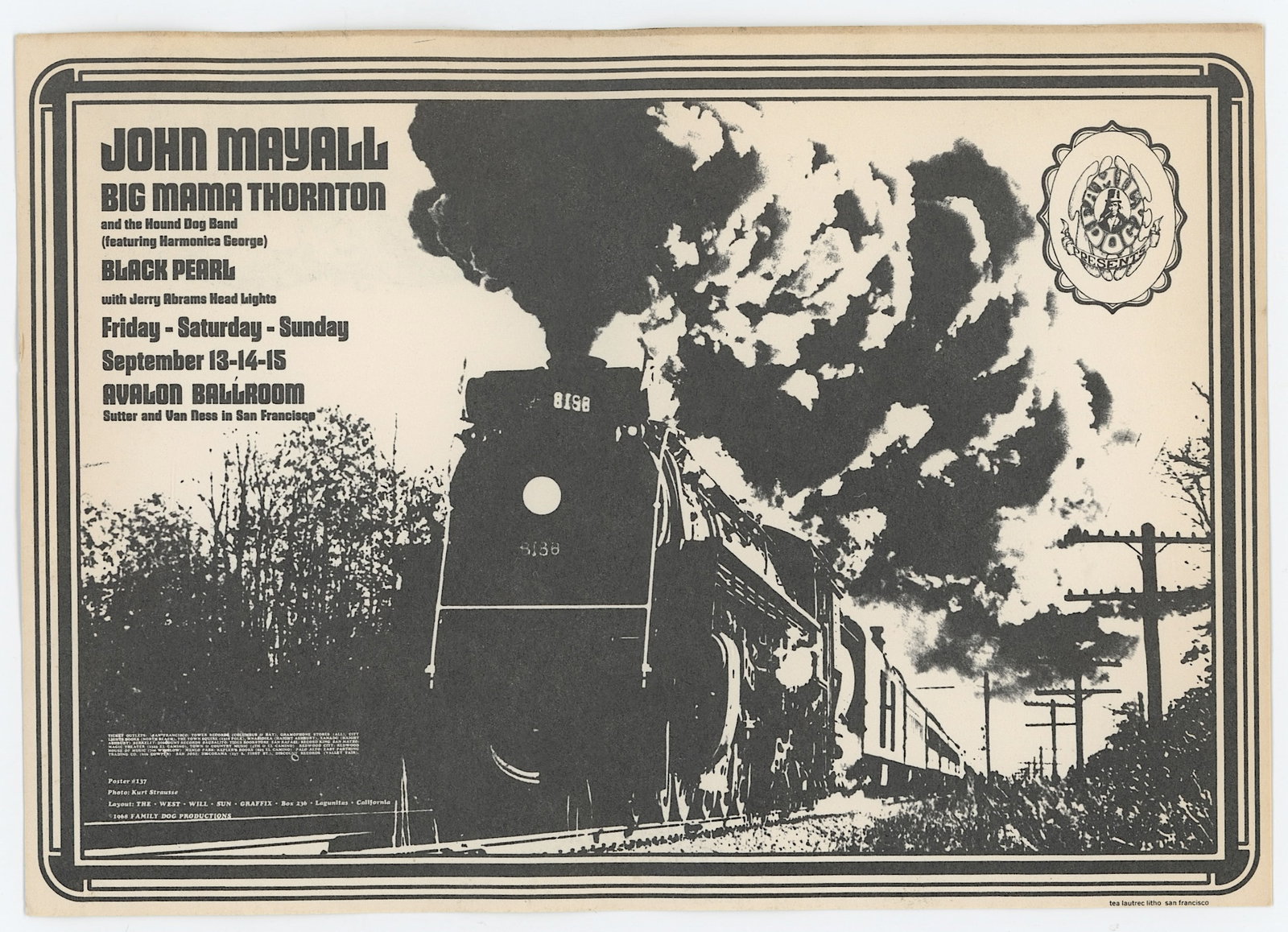 1968 Family Dog Concert Avalon Ballroom Postcard (1 of 2)