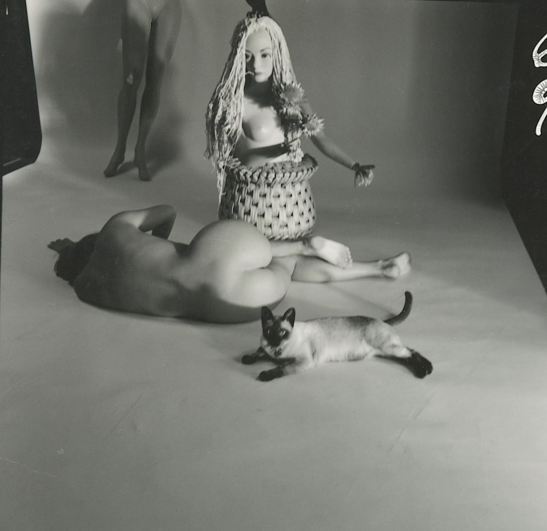 ANDR? DE DIENES Vintage Photo 1950s-1960s Nude Study: The provenance of this photo is from the archives of notable photographer Andr? de Dienes. The dimensions are Approx. 2" x 2.25" (variances can occur). This black and white gelatin photo was printed i