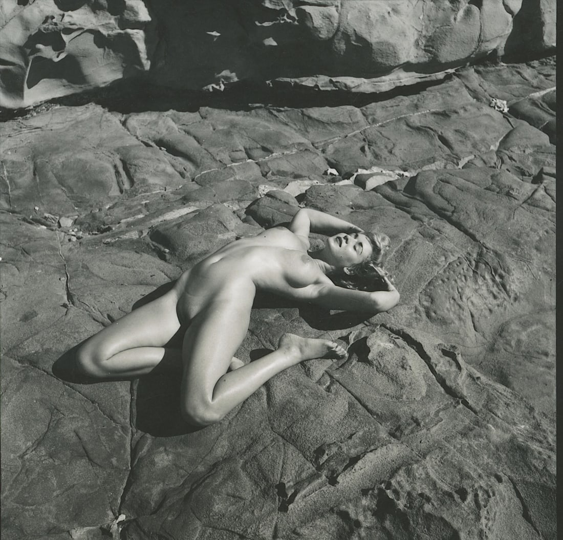 ANDR? DE DIENES Vintage Photo 1950s-1960s Nude Study: The provenance of this photo is from the archives of notable photographer Andr? de Dienes. The dimensions are Approx. 2" x 2.25" (variances can occur). This black and white gelatin photo was printed i
