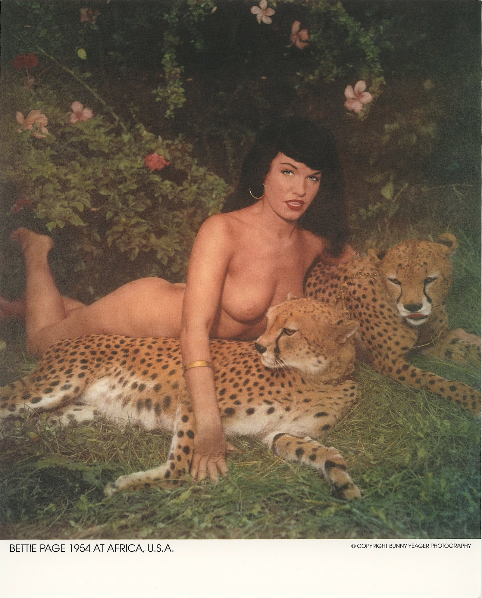 BUNNY YEAGER Vintage Pin Up Litho BETTIE PAGE: This lot is consigned by a collector in RI. The provenance is from Bunny Yeager's estate/archives. Linnea Eleanor "Bunny" Yeager (March 13, 1929 - May 24, 2014) was an American photographer and pin-up