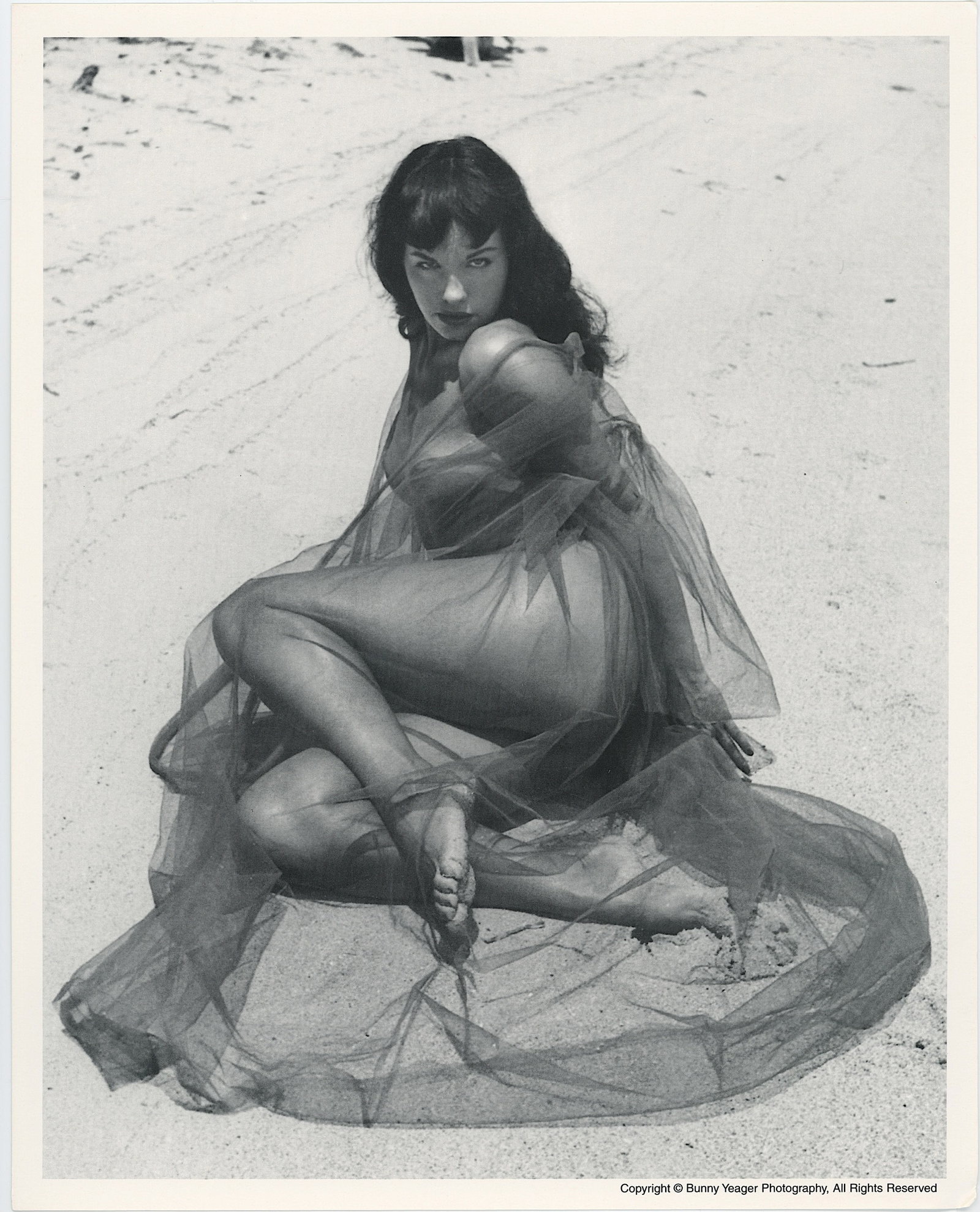 BUNNY YEAGER Vintage Pin Up Litho BETTIE PAGE: This lot is consigned by a collector in RI. The provenance is from Bunny Yeager's estate/archives. Linnea Eleanor "Bunny" Yeager (March 13, 1929 - May 24, 2014) was an American photographer and pin-up