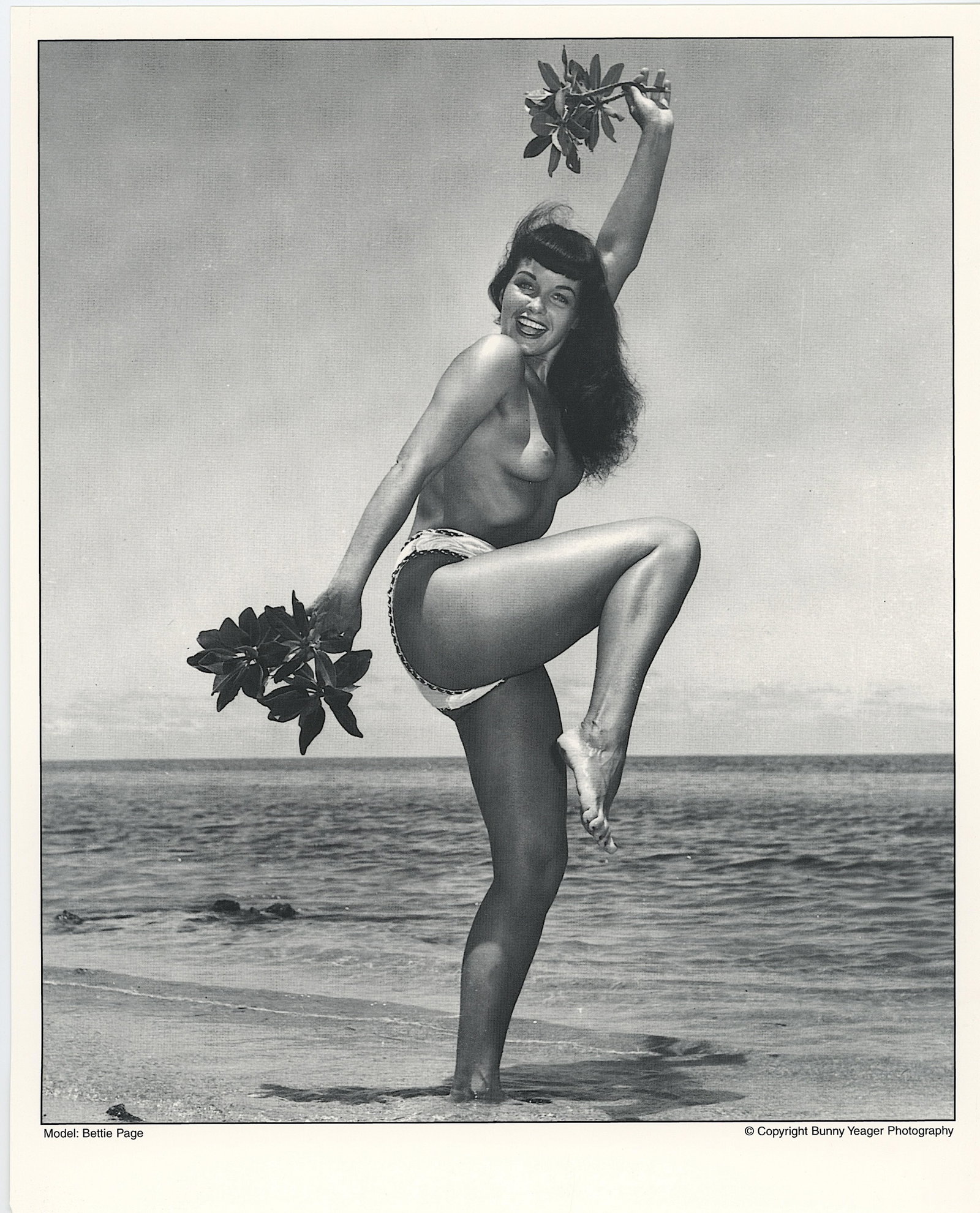 BUNNY YEAGER Vintage Pin Up Litho BETTIE PAGE: This lot is consigned by a collector in RI. The provenance is from Bunny Yeager's estate/archives. Linnea Eleanor "Bunny" Yeager (March 13, 1929 - May 24, 2014) was an American photographer and pin-up