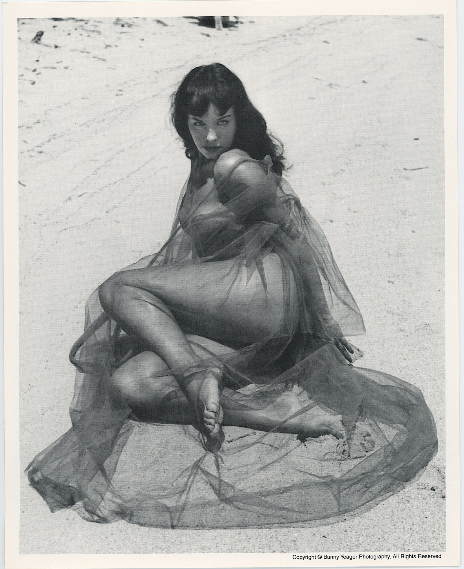 BUNNY YEAGER Vintage Pin Up Litho BETTIE PAGE: This lot is consigned by a collector in RI. The provenance is from Bunny Yeager's estate/archives. Linnea Eleanor "Bunny" Yeager (March 13, 1929 - May 24, 2014) was an American photographer and pin-up
