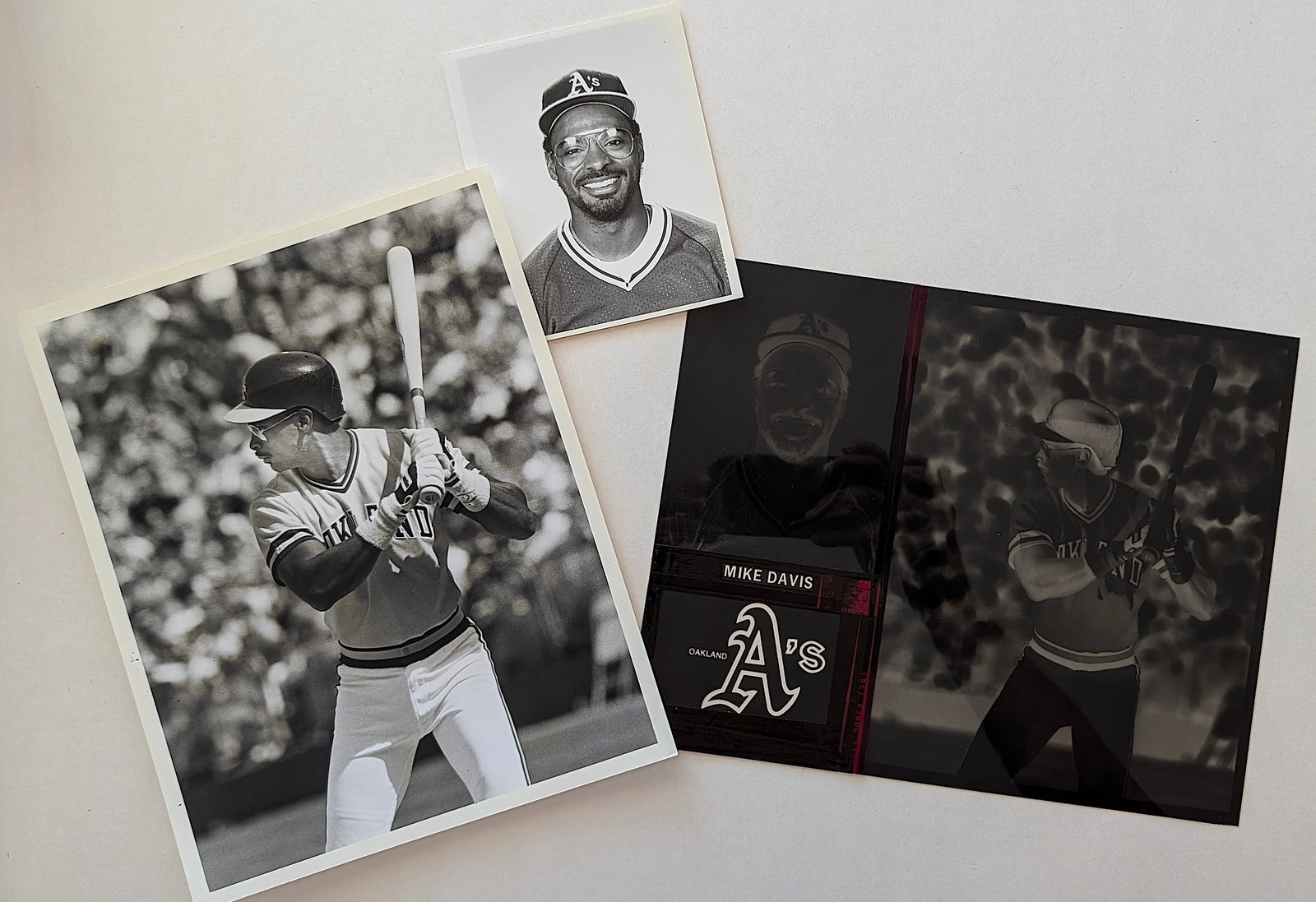 Vintage Ephemera Photo & Negative Mike Davis in an Oakland Athletics