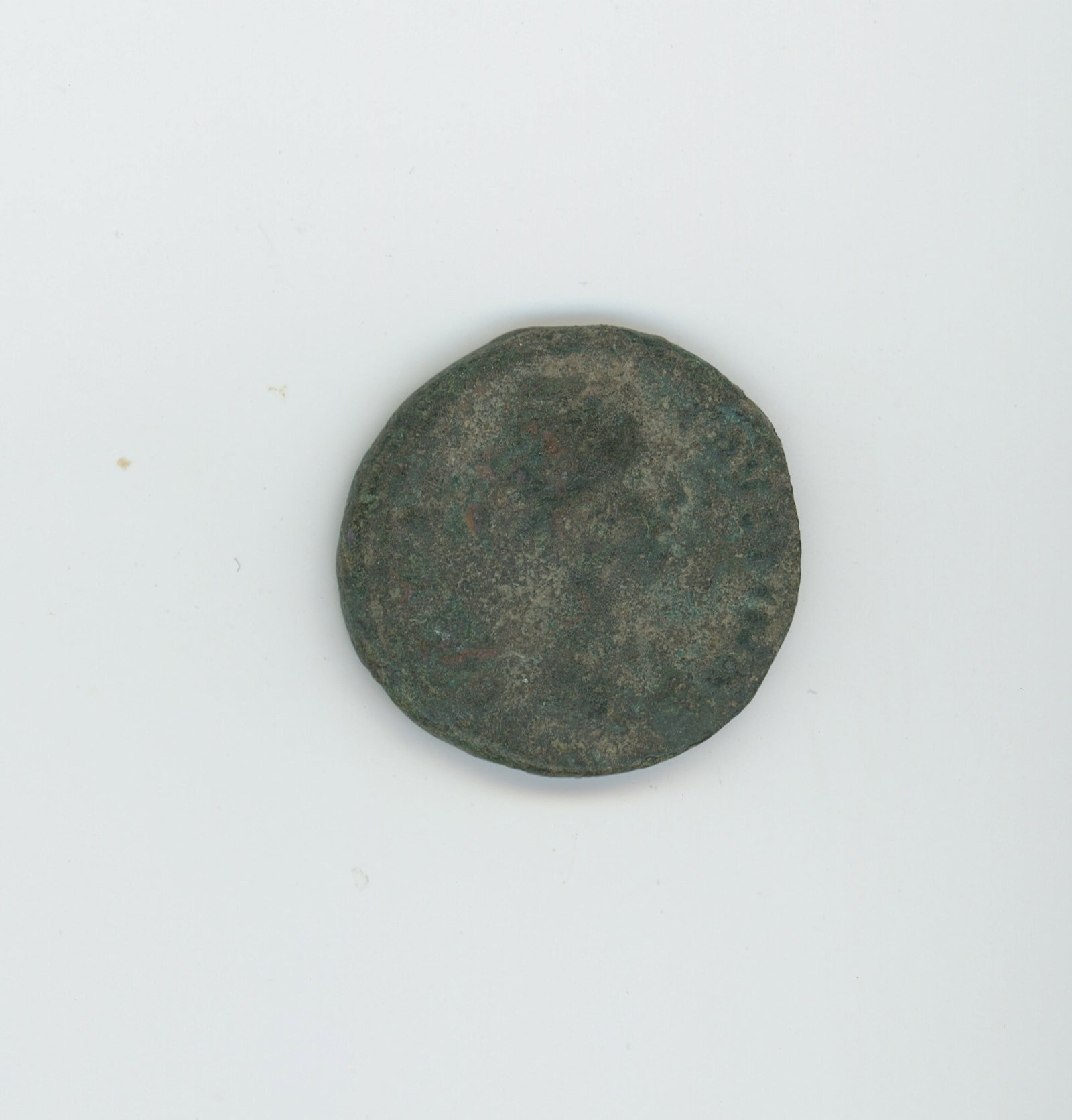 Ancient worn bronze or copper coin, likely a Roman imperial: The image appears to show an ancient worn bronze or copper coin, likely a Roman imperial piece such as a bronze As or Sestertius with a weathered green patina. We have included quality images to show 