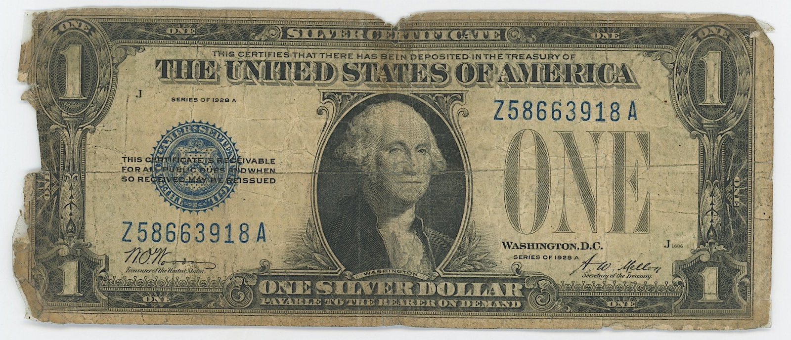 Series of 1928A $1 Funnyback U.S. Dollar Silver Certificate: Series of 1928A $1 Funnyback U.S. Dollar Silver Certificate. We have included quality images to show it's actual condition. THIS IS A RESERVE AUCTION, and the final price will include a BuyerÕs P