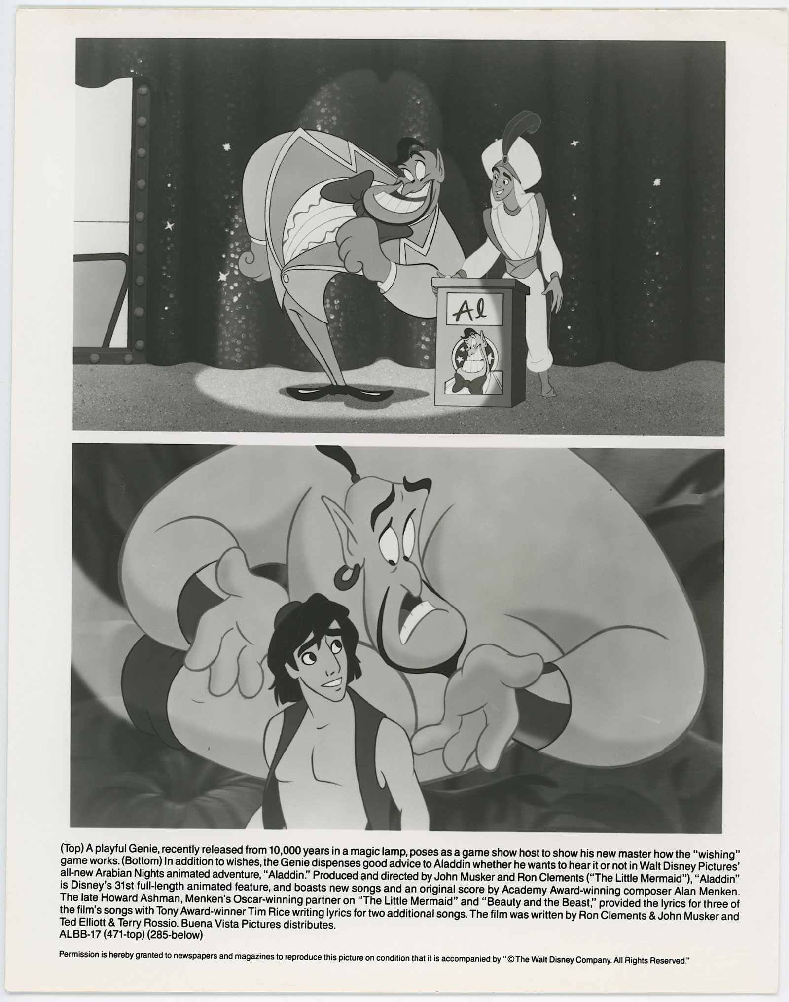 Aladdin Vintage Promotional Photo Robin Williams Disney: Aladdin Vintage Promotional Photo Robin Williams Disney. The dimensions are 10" x8". We have included quality images to show it's actual condition. THIS IS A RESERVE AUCTION, and the final price will 