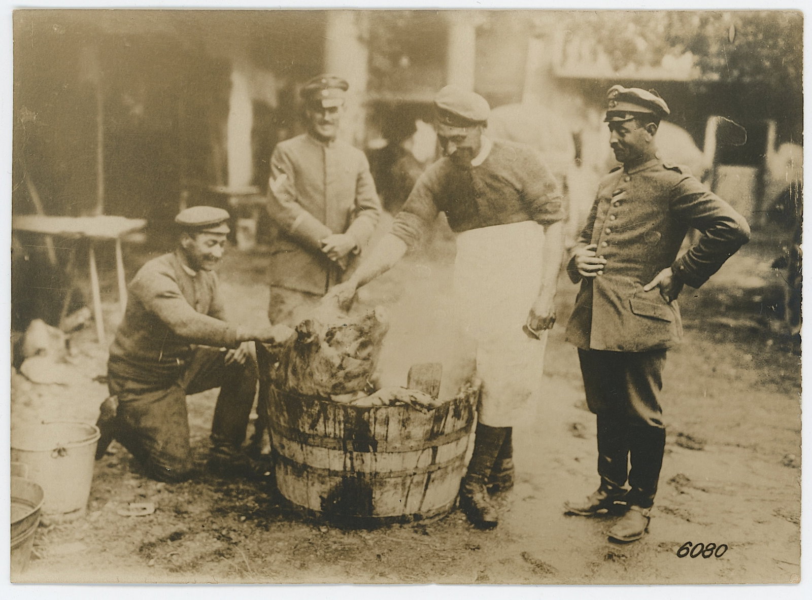 Scarce Historical Photo Collectors Bavarian Army Preparing Food: Scarce Historical Photo Collectors Bavarian Army Preparing Food. Provenance from inventories of Artelisted. We have included quality images to show it's actual condition. THIS IS A RESERVE AUCTION, an