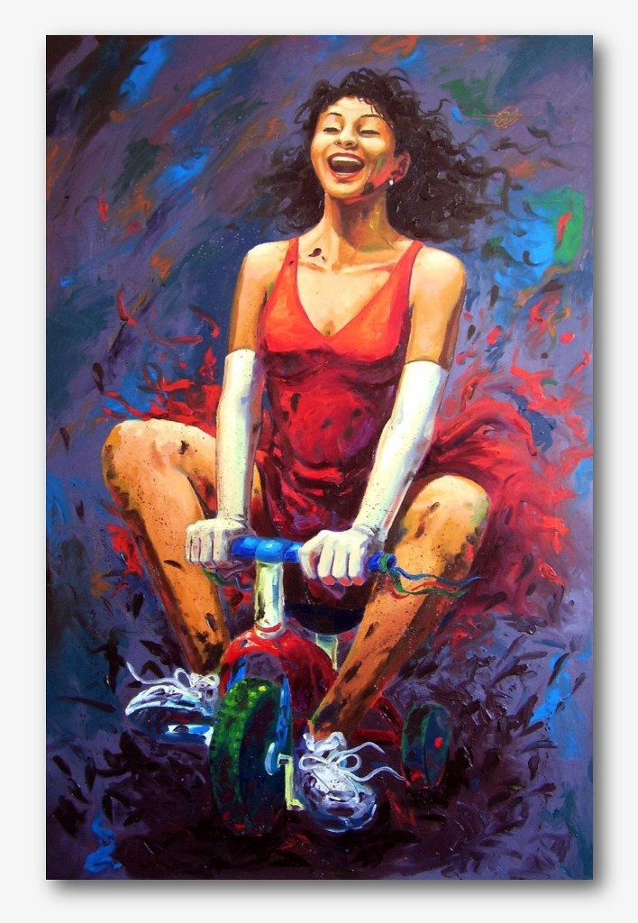 RICARDO CRUZ FUENTES (1982 - ) - Sin titulo seis: Oil on wood, 80cm x 120cm. RICARDO CRUZ FUENTES (1982 - ), artista autodidacta nacido en México. Ha estado dedicado a la pintura desde el año 2000 logrando un importante numero de ventas alrededor d