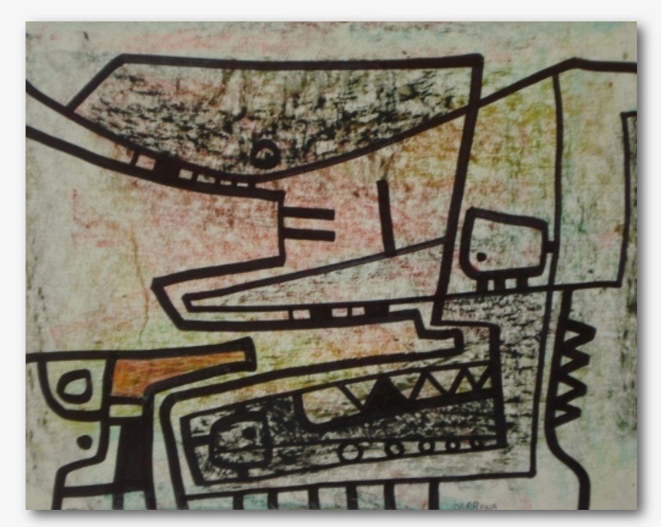 HORACIO CARRENA (1955 - ) - Ciudad de la tierra: Acrylic on canvas, 20.50cm x 29.50cm. HORACIO LUIS CARRENA (1955 - ), artista argentino nacido en Buenos Aires . En 1978 se recibió de Profesor Nacional de Dibujo y Pintura, egresado de la Escuela Na