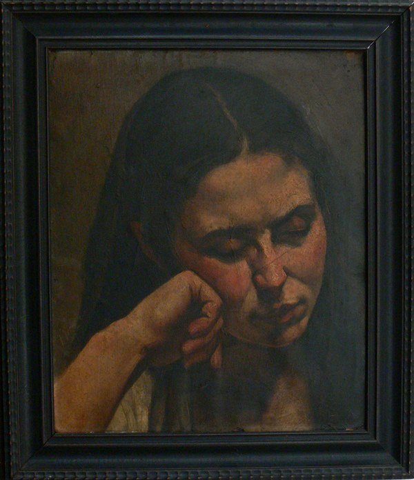 Antique Master 18th C. Portrait - Oil on paper: For sale is this very well executed portrait. The medium is oil on paper. We estimate it to be from 18th century or beginning 19th century. The paper is very old with fragile nature. There are some fe