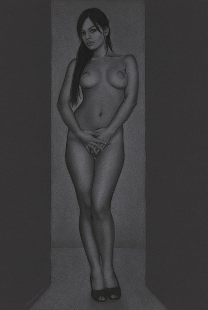 Celina Kirchner, original nude charcoal signed -7: Vintage original charcoal on Acid free paper. Dimensions 50cm by 34cm. Signed