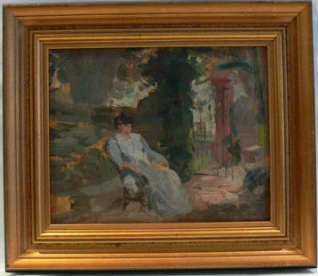 Amazing Impressionism Oil signed Pauline Palmer: Dimensions of board 10.75" x 8.75". Newer frame 2" wide.