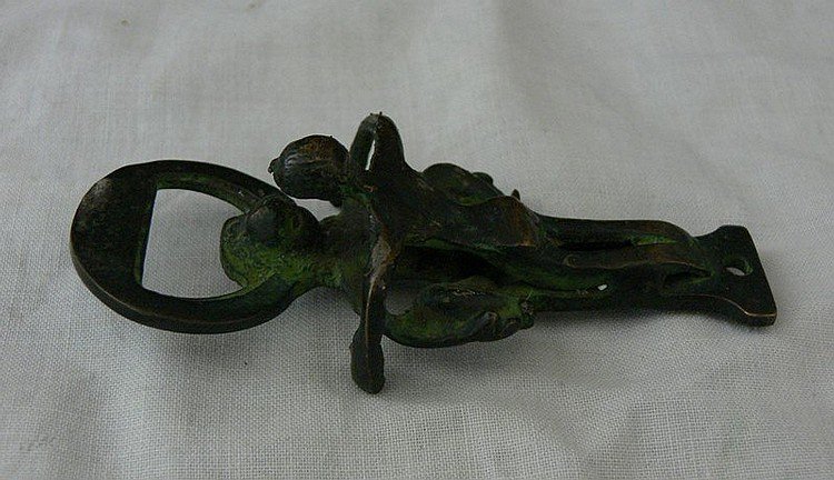 Brass Indian erotic beer bottle opener Kamasutra Design: Dimensions about 4' long x 1.5 wide